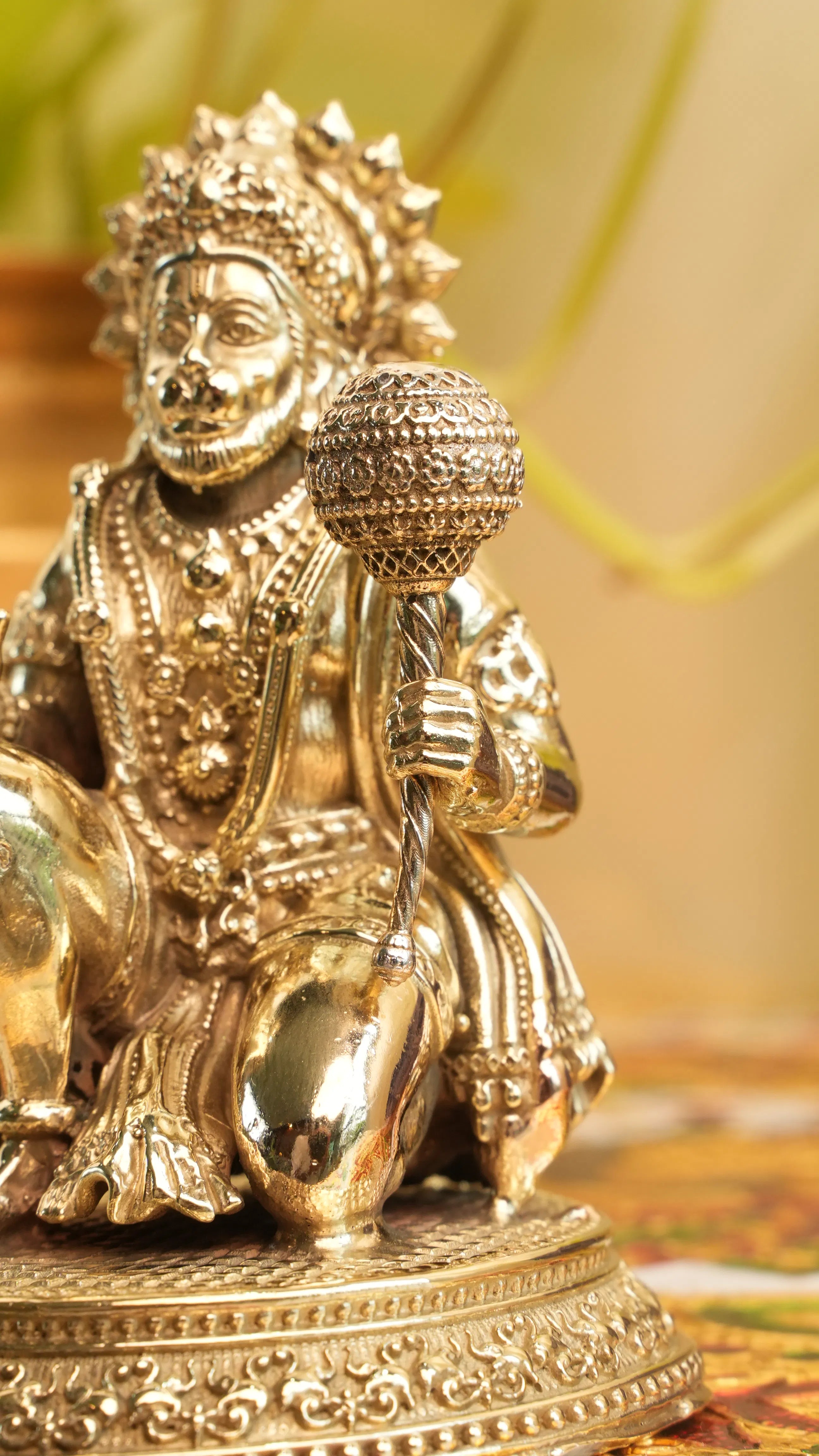Hanuman Ji Brass Murti | Sitting in Ashirwad (Blessing) Position