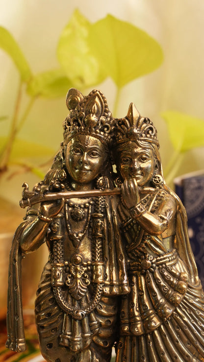 Radha Krishna Brass Idol – 4.5 Inch | Symbol of Divine Love & Harmony