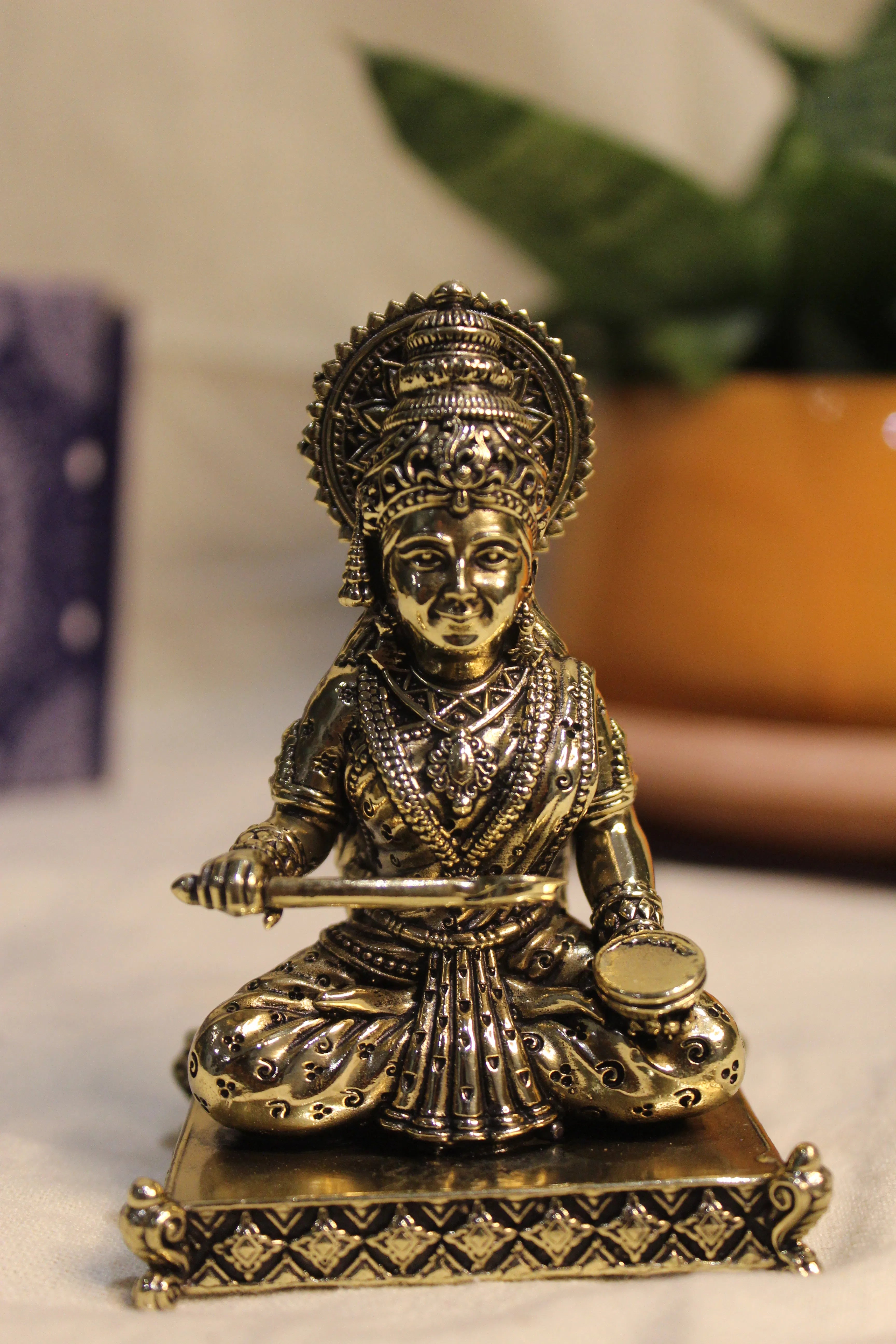 Brass Goddess Annapurna/Parvati Idol Seated in Dhyana Mudra – 3.5 Inch | Nourishing Divine Sculpture