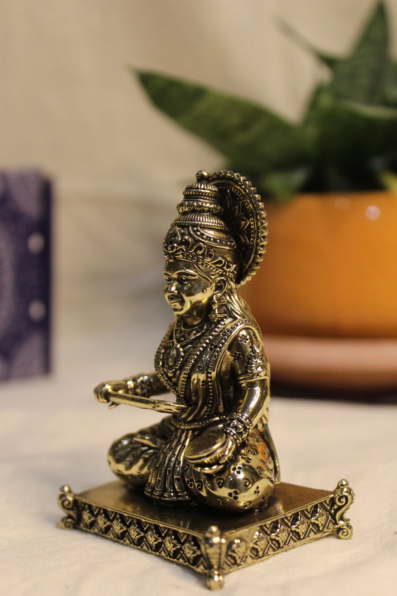 Brass Goddess Annapurna Seated Idol (3.5") | Rigvedaa™