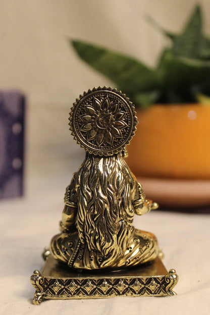 Brass Goddess Annapurna Seated Idol (3.5") | Rigvedaa™