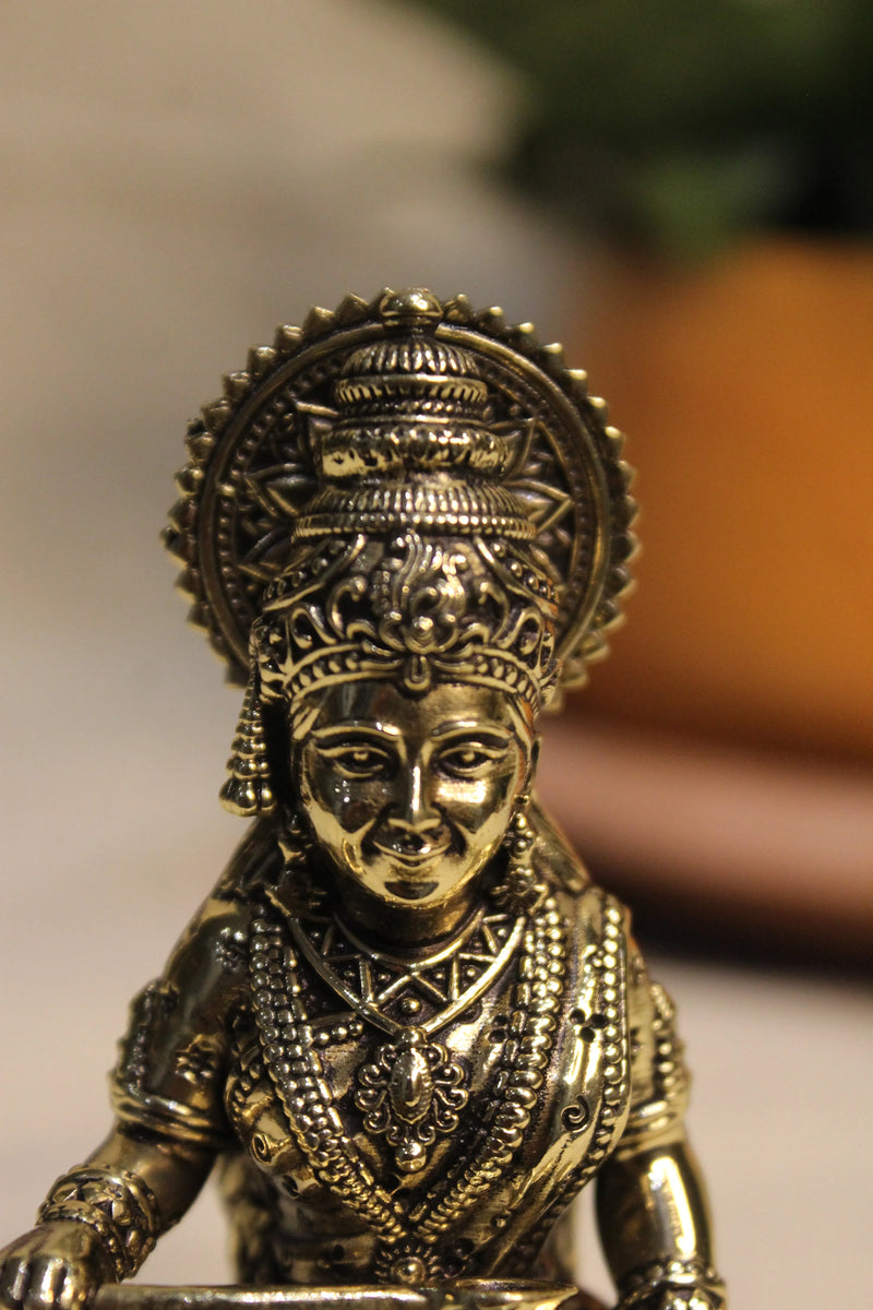Brass Goddess Annapurna Seated Idol (3.5") | Rigvedaa™