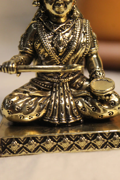 Brass Goddess Annapurna Seated Idol (3.5") | Rigvedaa™