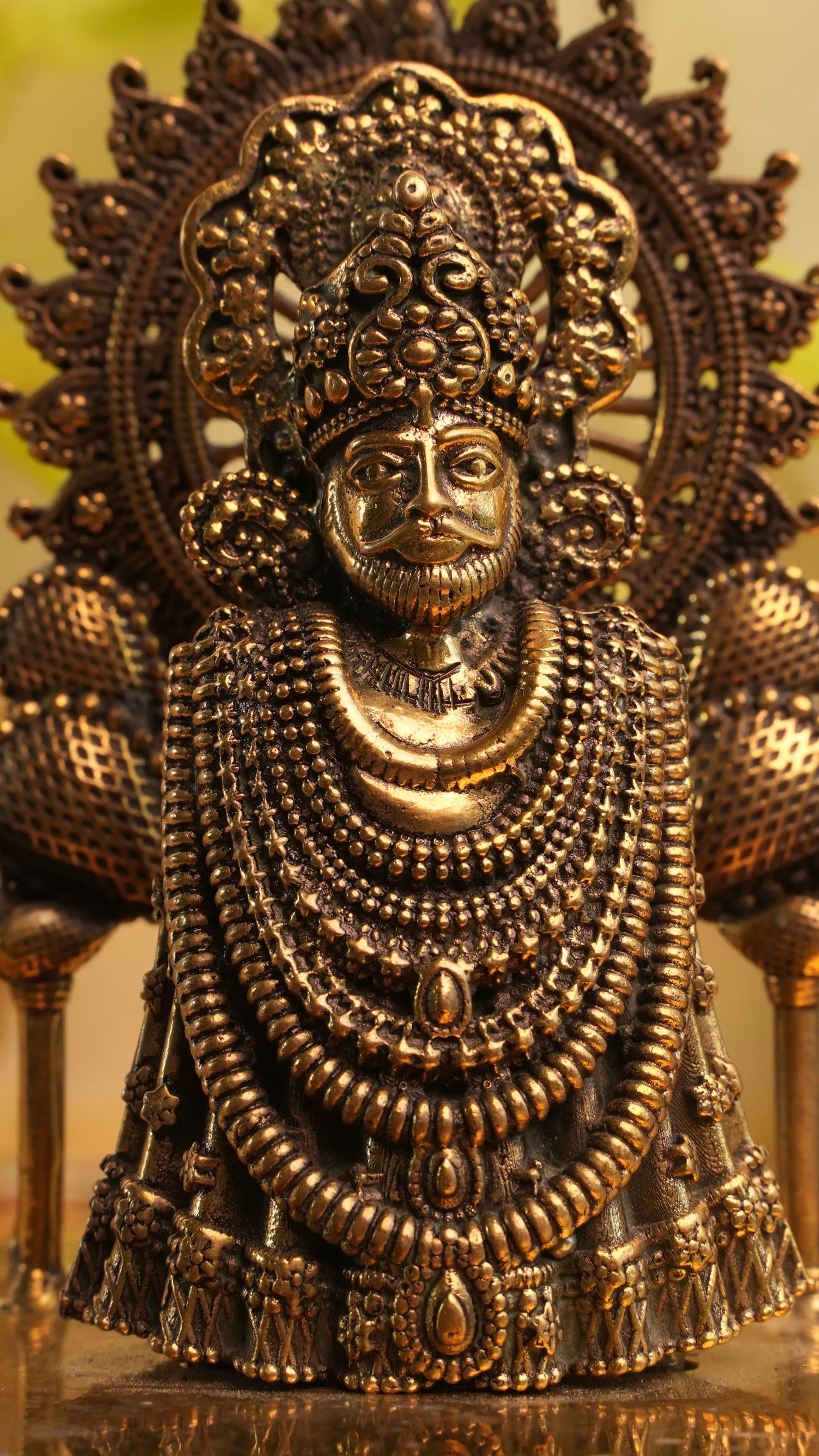 Lord Khatu Shyam Brass Murti | 4.75 inch – Divine Idol Inspired by Khatu, Rajasthan