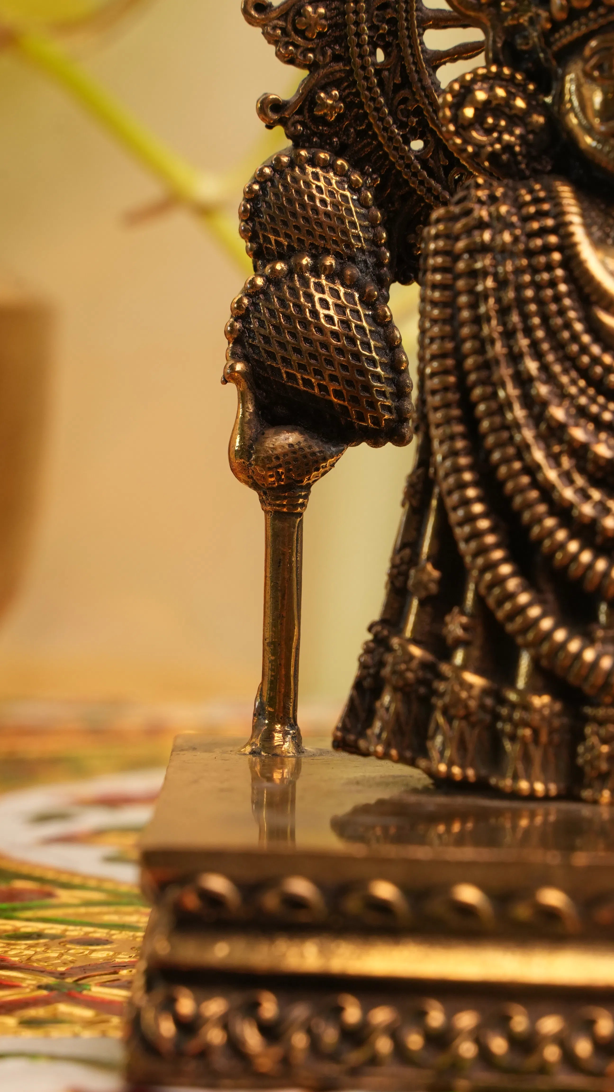 Lord Khatu Shyam Brass Murti | 4.75 inch – Divine Idol Inspired by Khatu, Rajasthan