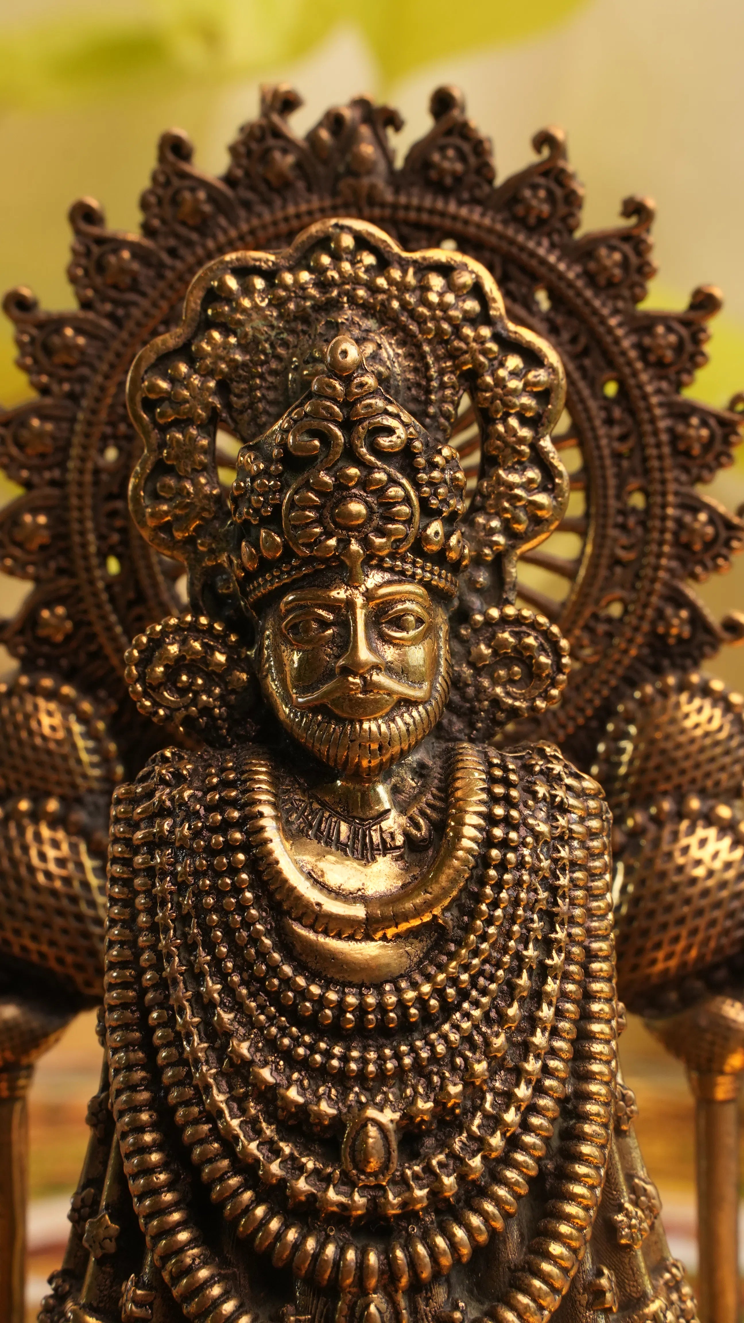 Lord Khatu Shyam Brass Murti | 4.75 inch – Divine Idol Inspired by Khatu, Rajasthan