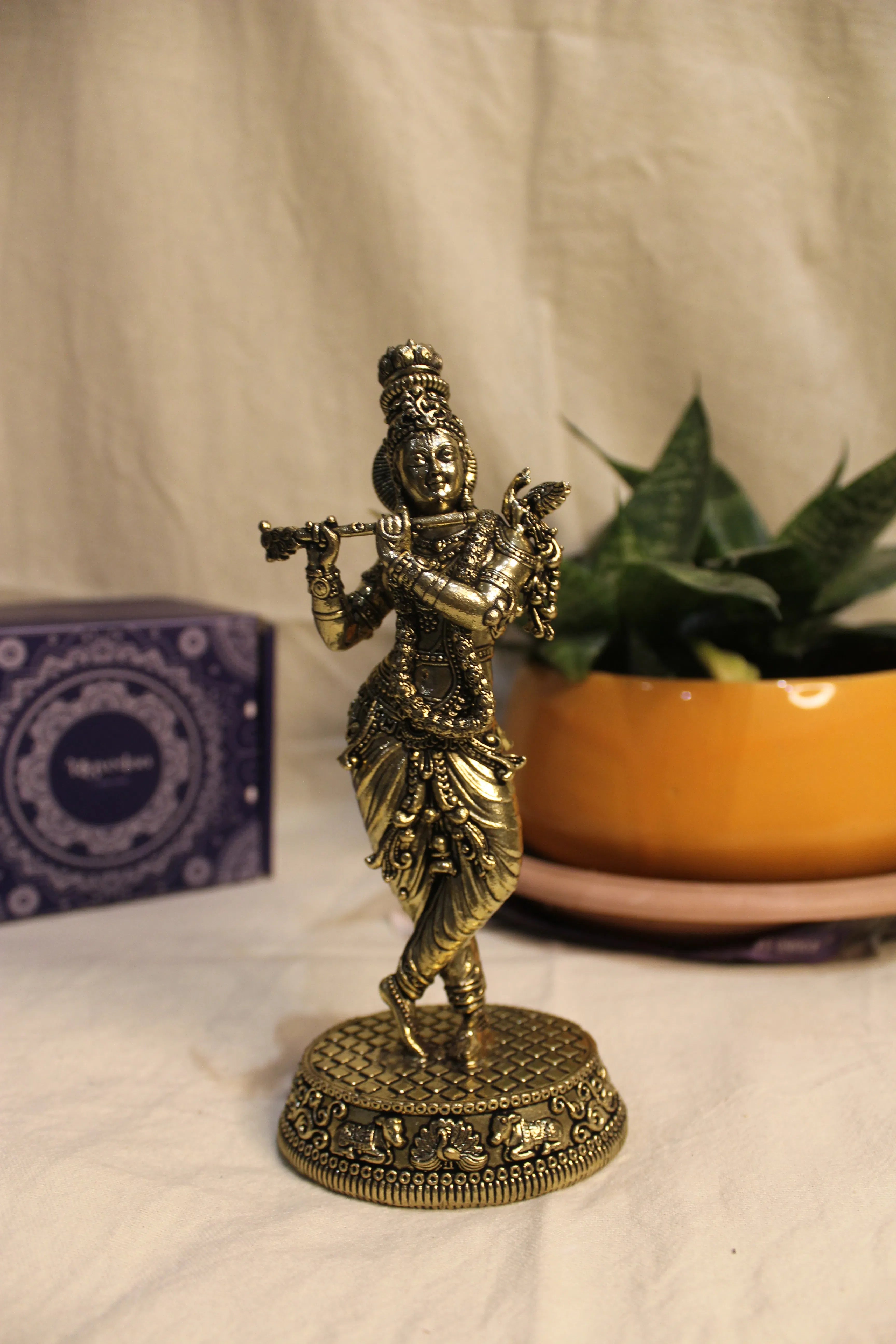 Handcrafted Brass Krishna Idol 7"  – Divine Symbol of Love and Devotion