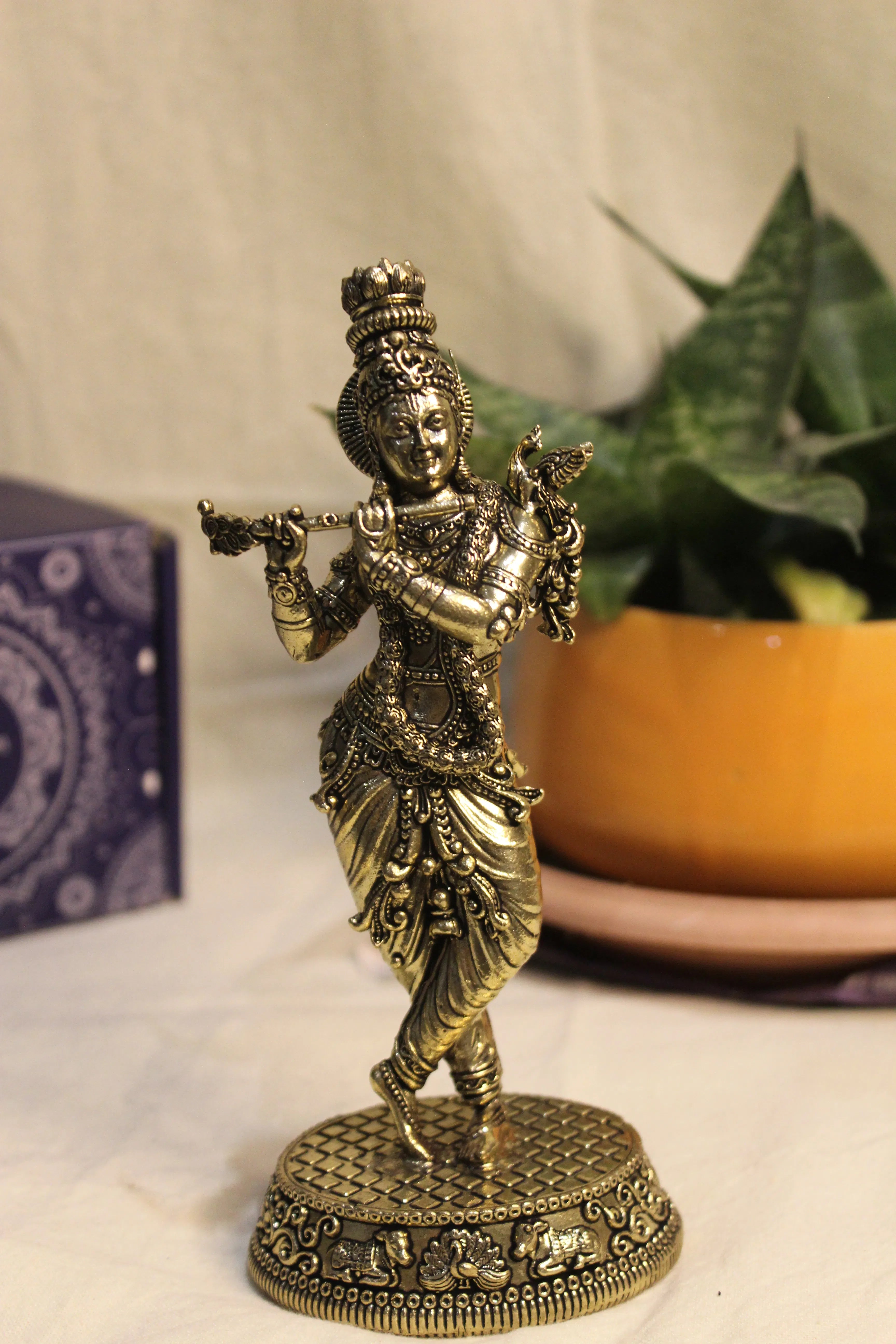 Handcrafted Brass Krishna Idol 7"  – Divine Symbol of Love and Devotion
