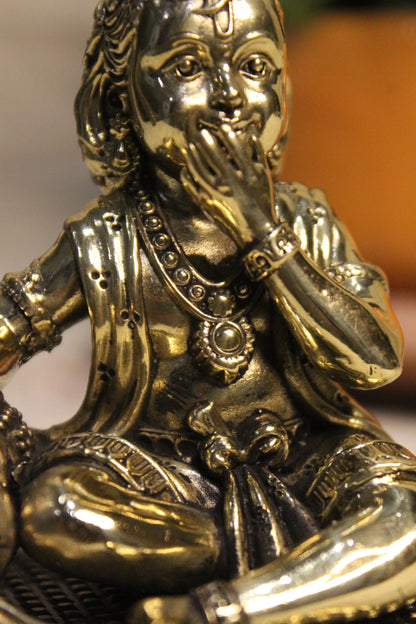 Brass Laddu Gopal Eating Makhan Idol 4" | Rigvedaa™