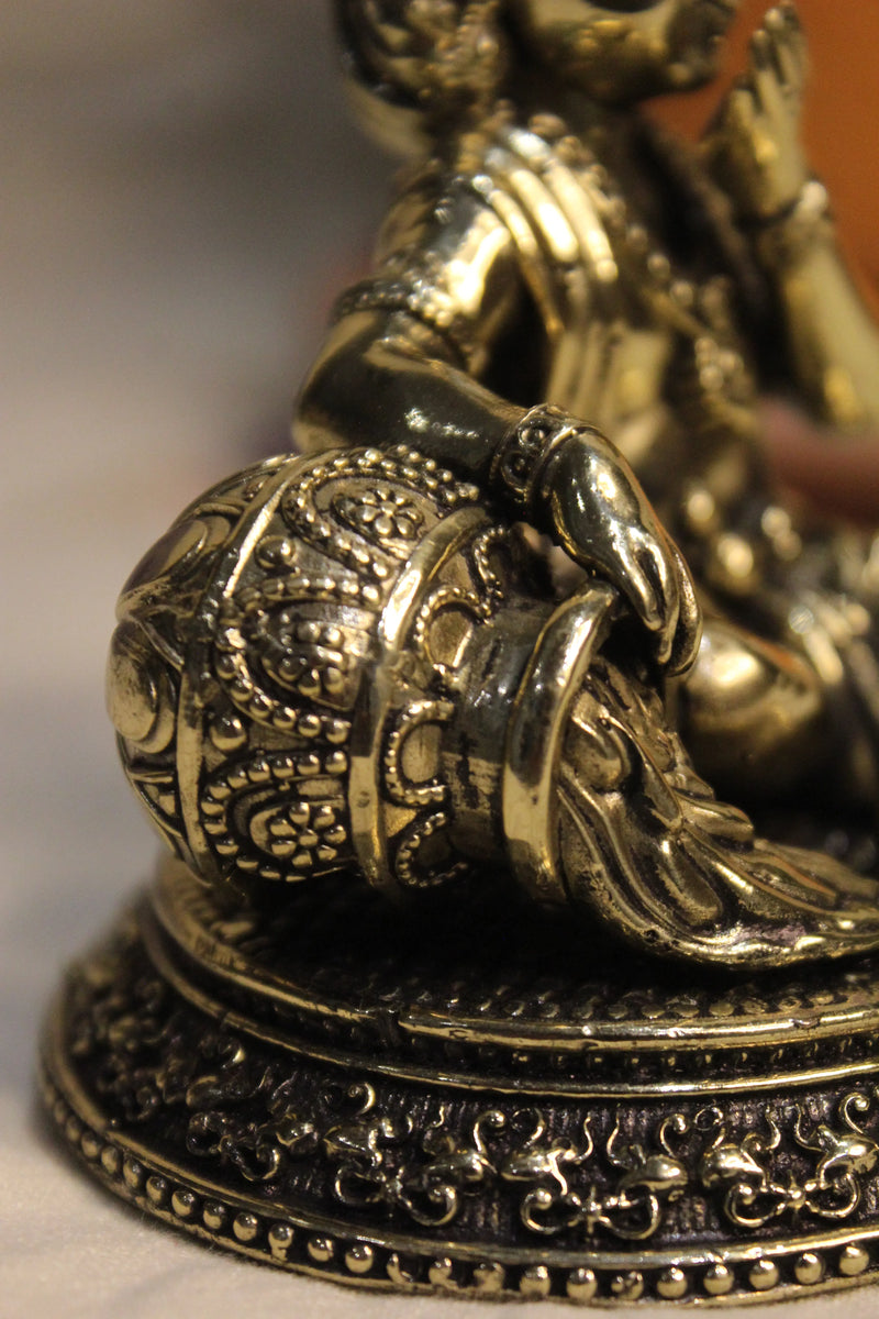 Brass Laddu Gopal Eating Makhan Idol 4" | Rigvedaa™