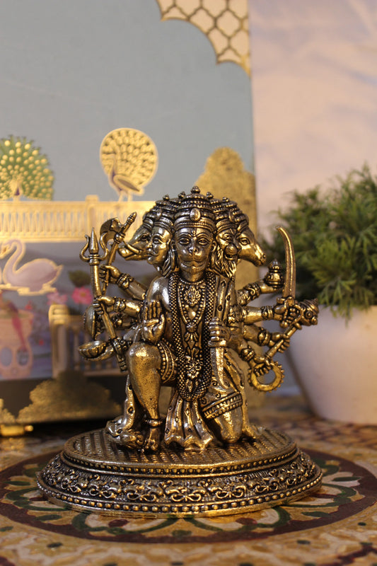Panchmukhi Hanuman Brass Murti – 4.5 Inch | Five-Faced Hanuman Idol for Protection & Devotion