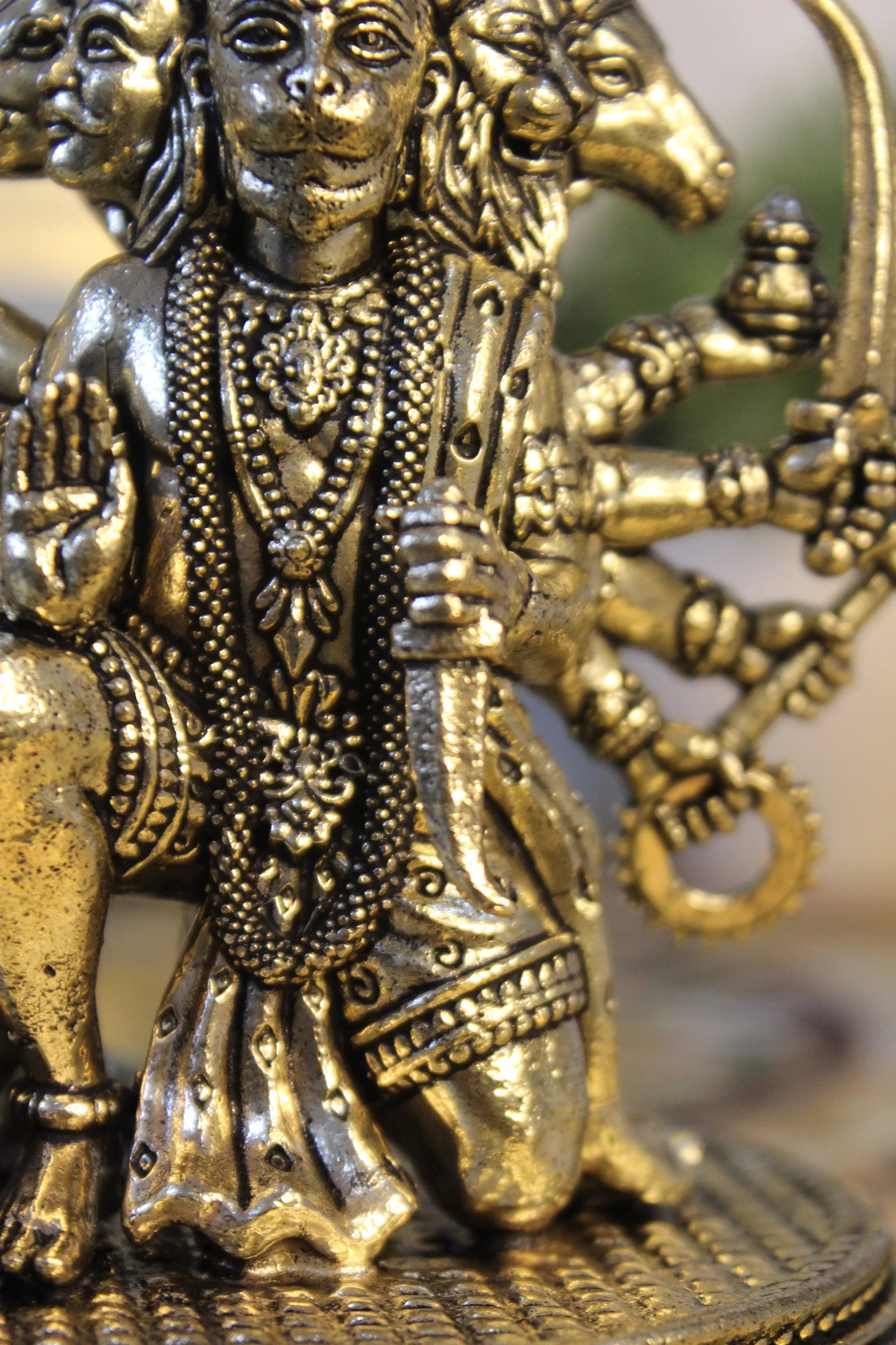 Panchmukhi Hanuman Brass Murti – 4.5 Inch | Five-Faced Hanuman Idol for Protection & Devotion