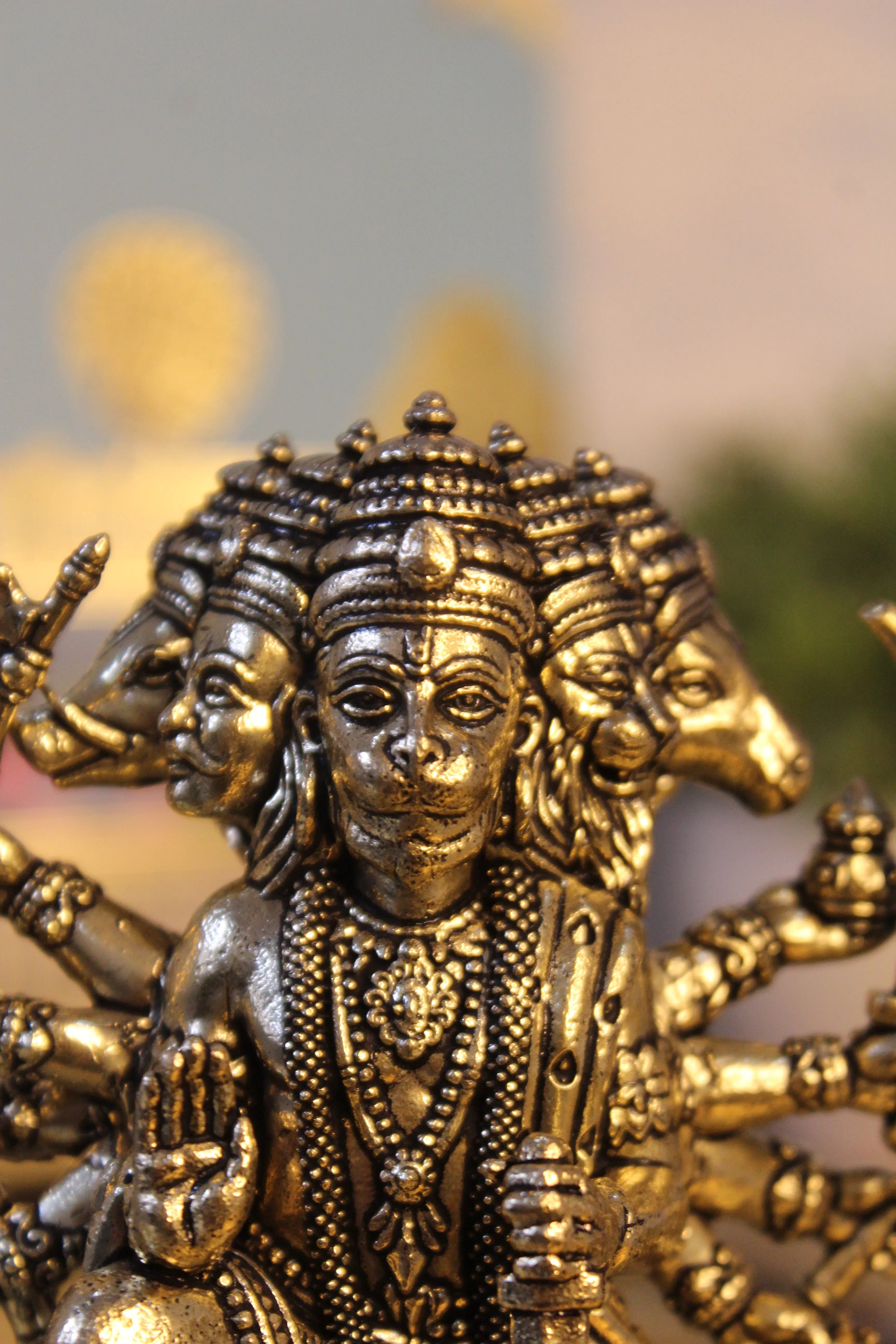 Panchmukhi Hanuman Brass Murti – 4.5 Inch | Five-Faced Hanuman Idol for Protection & Devotion