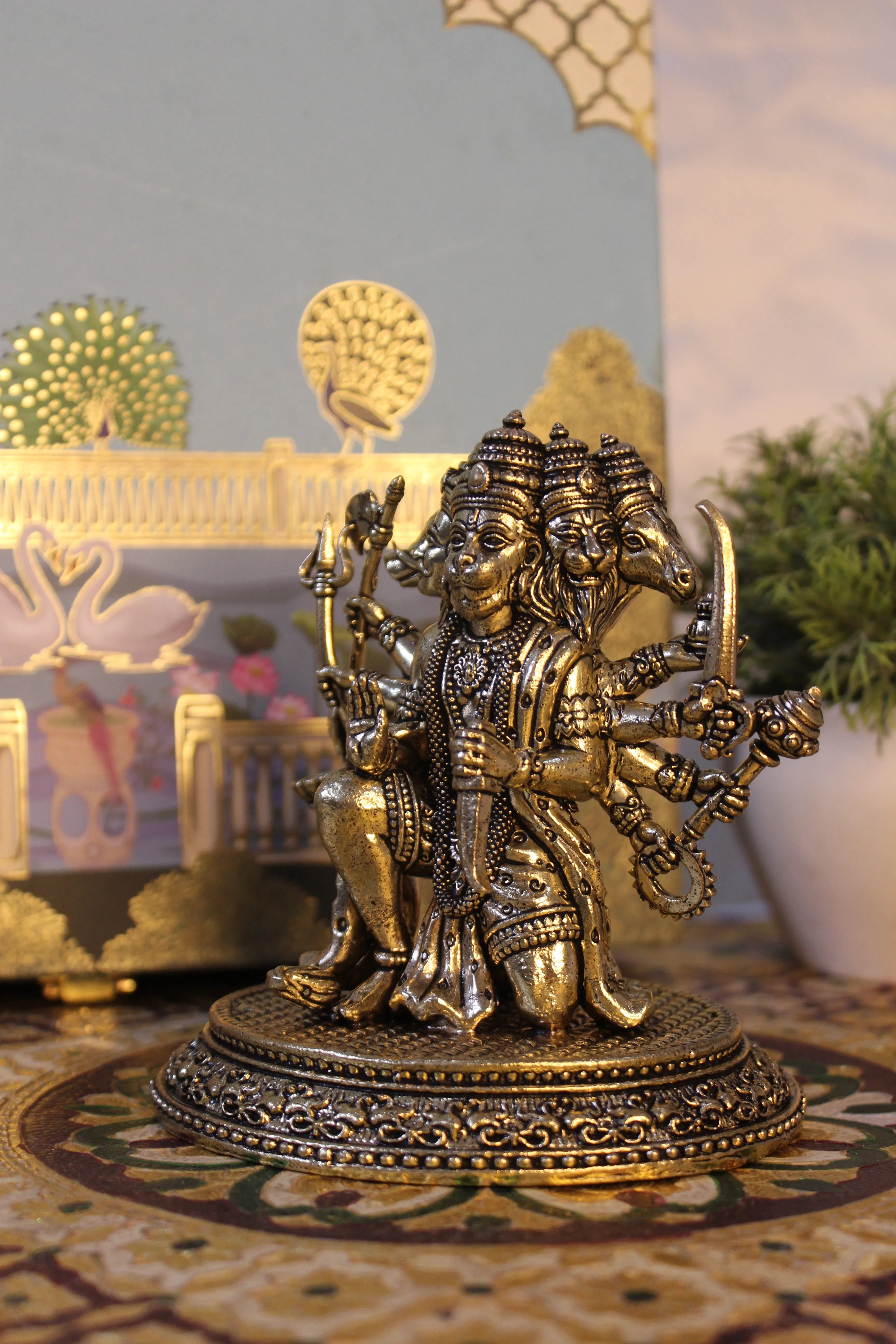 Panchmukhi Hanuman Brass Murti – 4.5 Inch | Five-Faced Hanuman Idol for Protection & Devotion