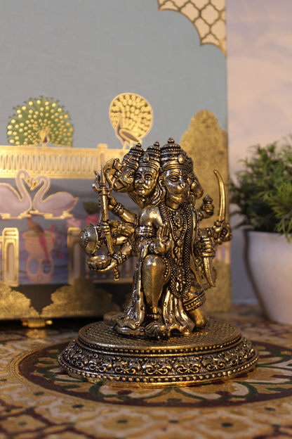 Panchmukhi Hanuman Brass Murti – 4.5 Inch | Five-Faced Hanuman Idol for Protection & Devotion