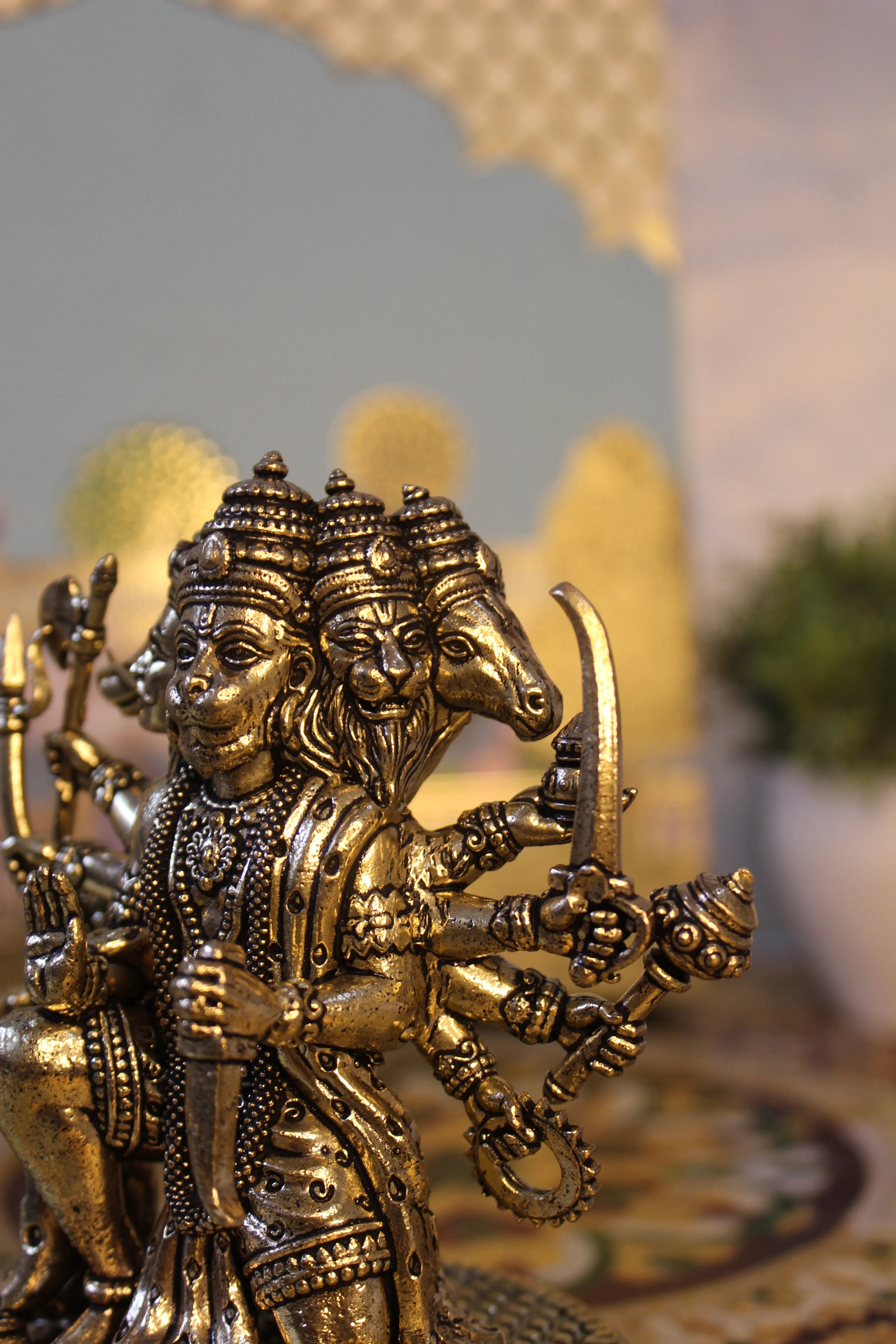 Panchmukhi Hanuman Brass Murti – 4.5 Inch | Five-Faced Hanuman Idol for Protection & Devotion
