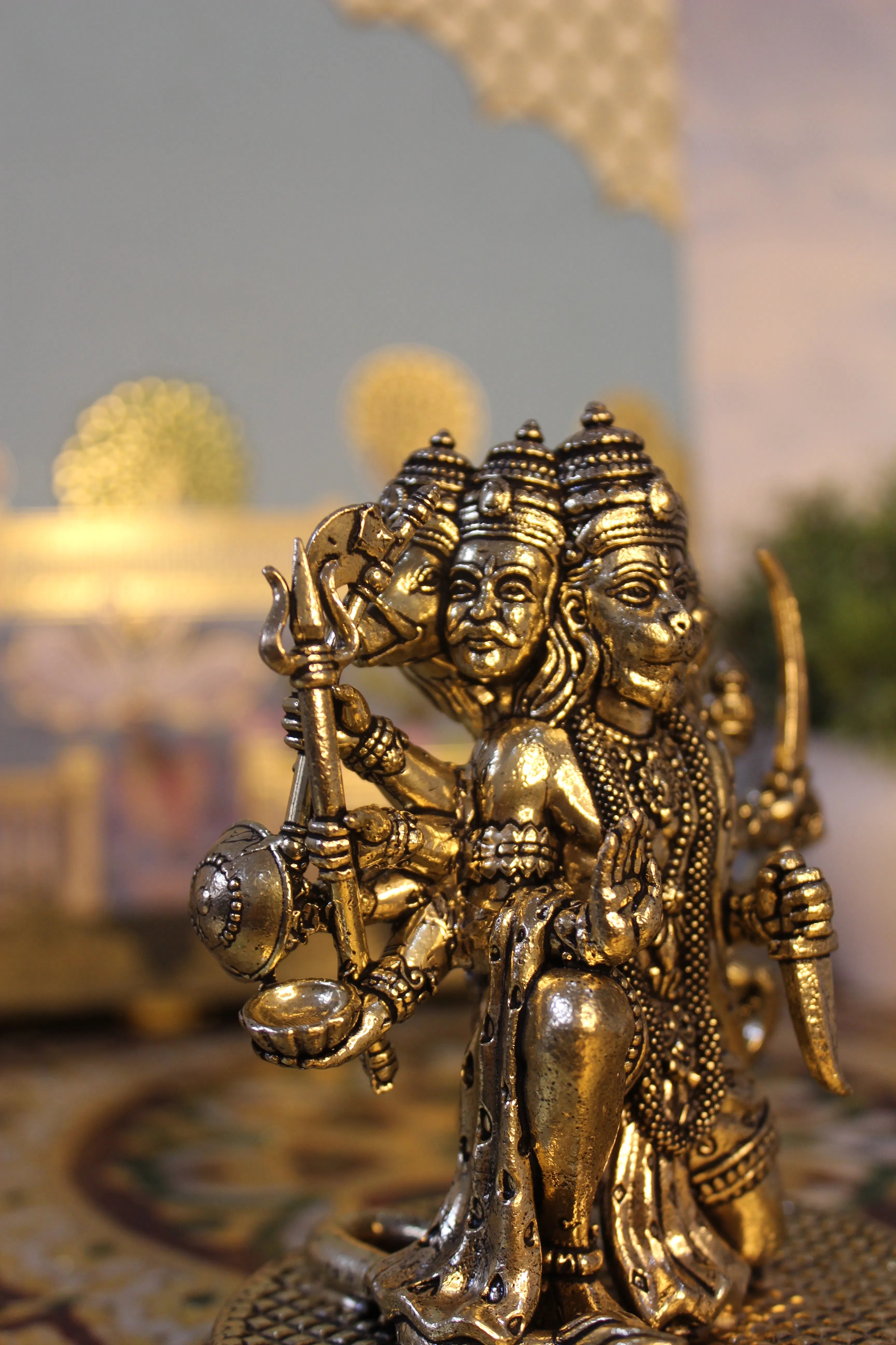 Panchmukhi Hanuman Brass Murti – 4.5 Inch | Five-Faced Hanuman Idol for Protection & Devotion