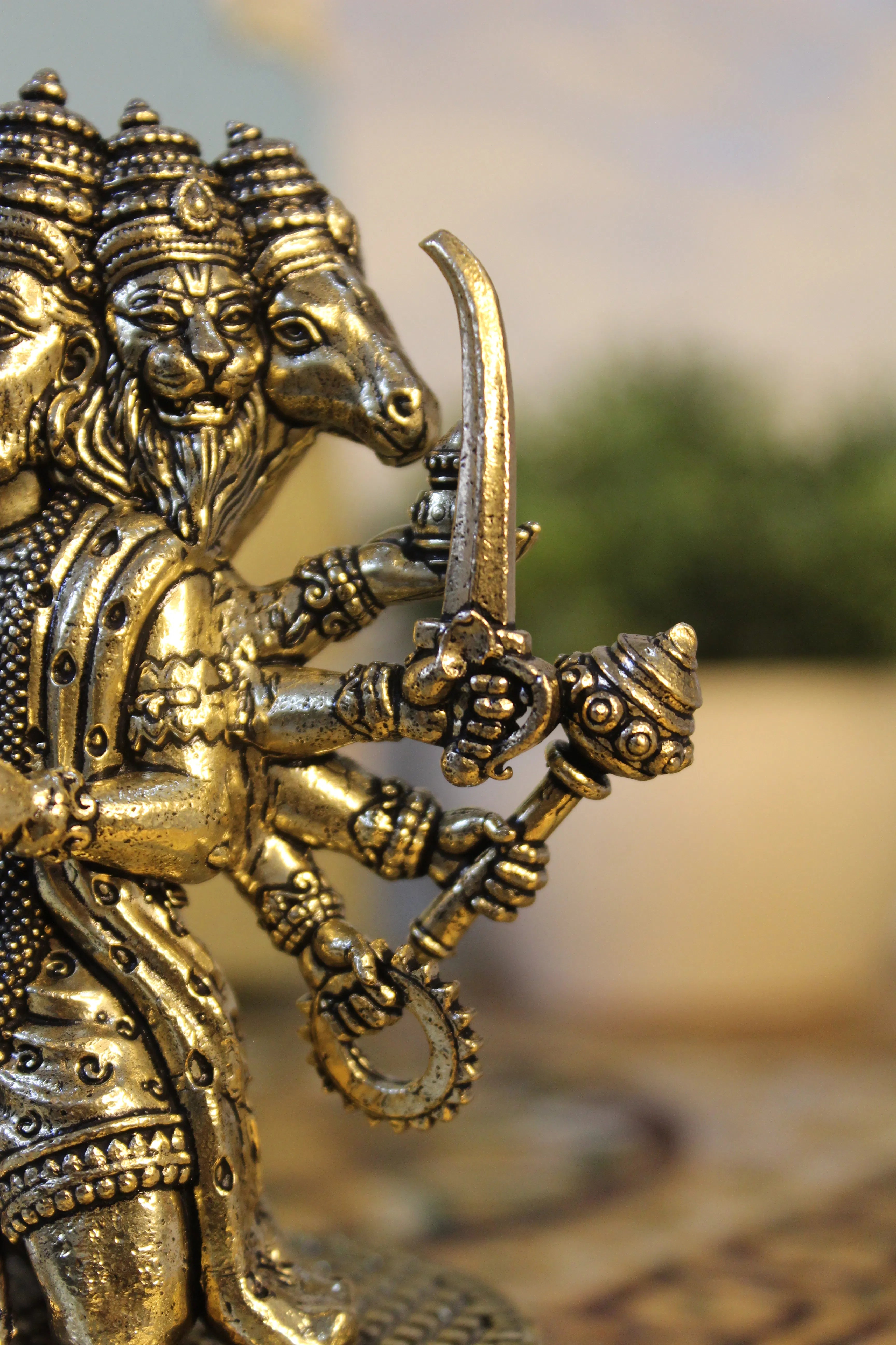 Panchmukhi Hanuman Brass Murti – 4.5 Inch | Five-Faced Hanuman Idol for Protection & Devotion