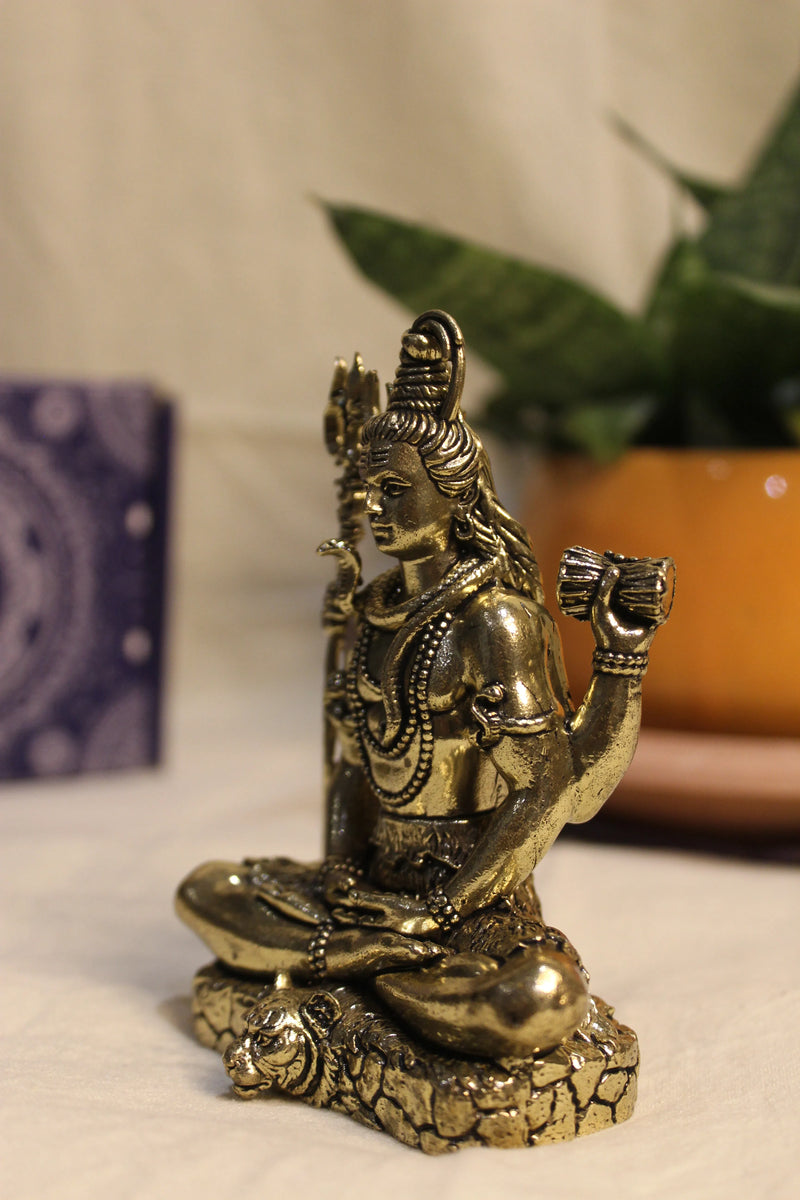 Brass Meditating Lord Shiva Tapasvi Idol (4") | Rigvedaa™
