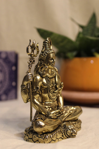 Brass Meditating Lord Shiva Tapasvi Idol (4") | Rigvedaa™