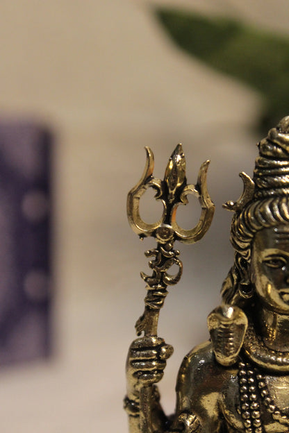 Brass Meditating Lord Shiva Tapasvi Idol (4") | Rigvedaa™