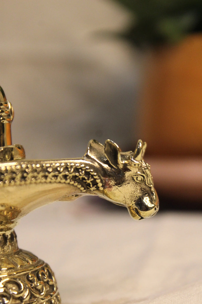 Brass Shivling with Nandi Idol (3.5 Inch) | Rigvedaa™
