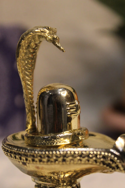 Brass Shivling with Nandi Idol (3.5 Inch) | Rigvedaa™