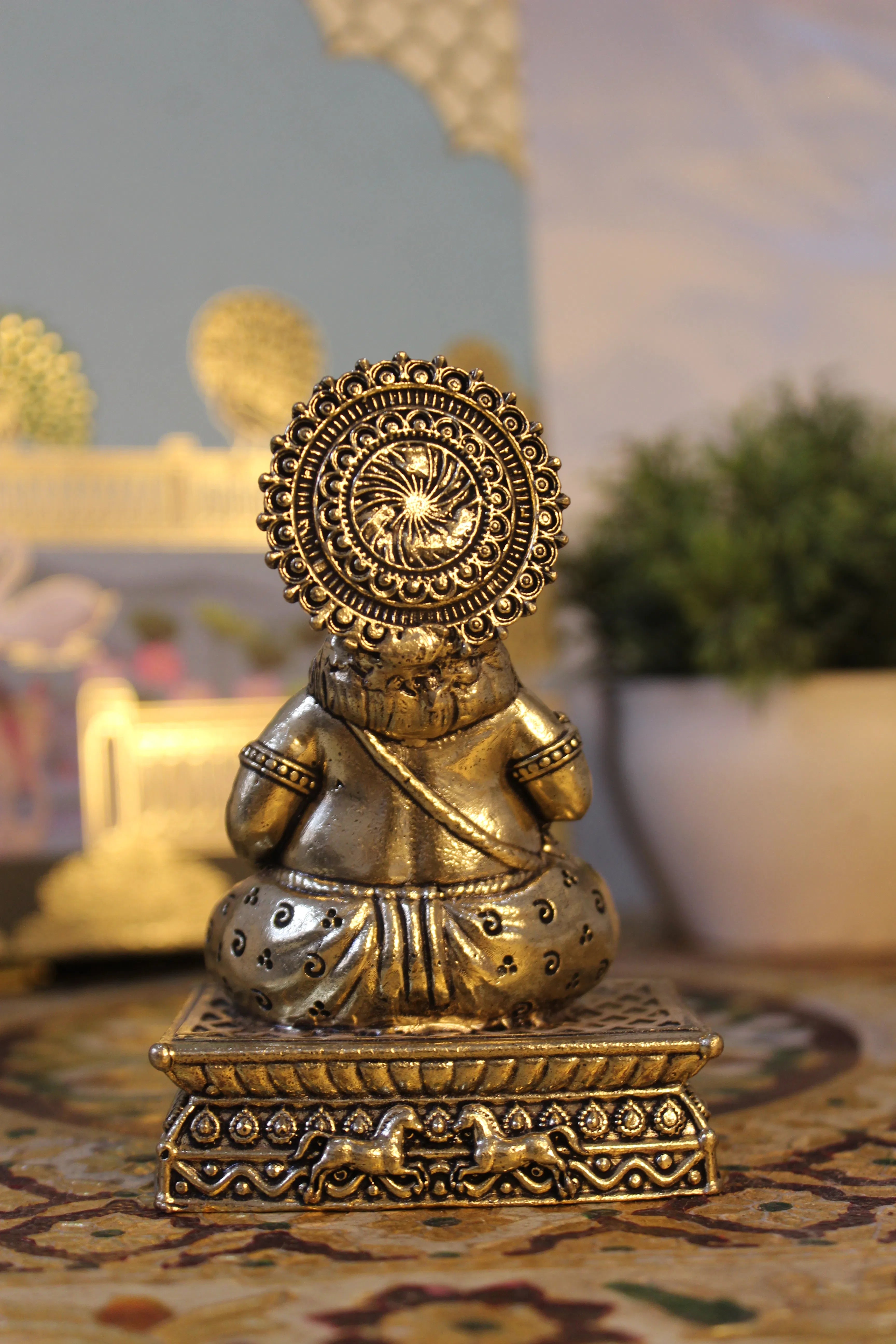 Handcrafted Brass Kubera Sitting on Decorative Base