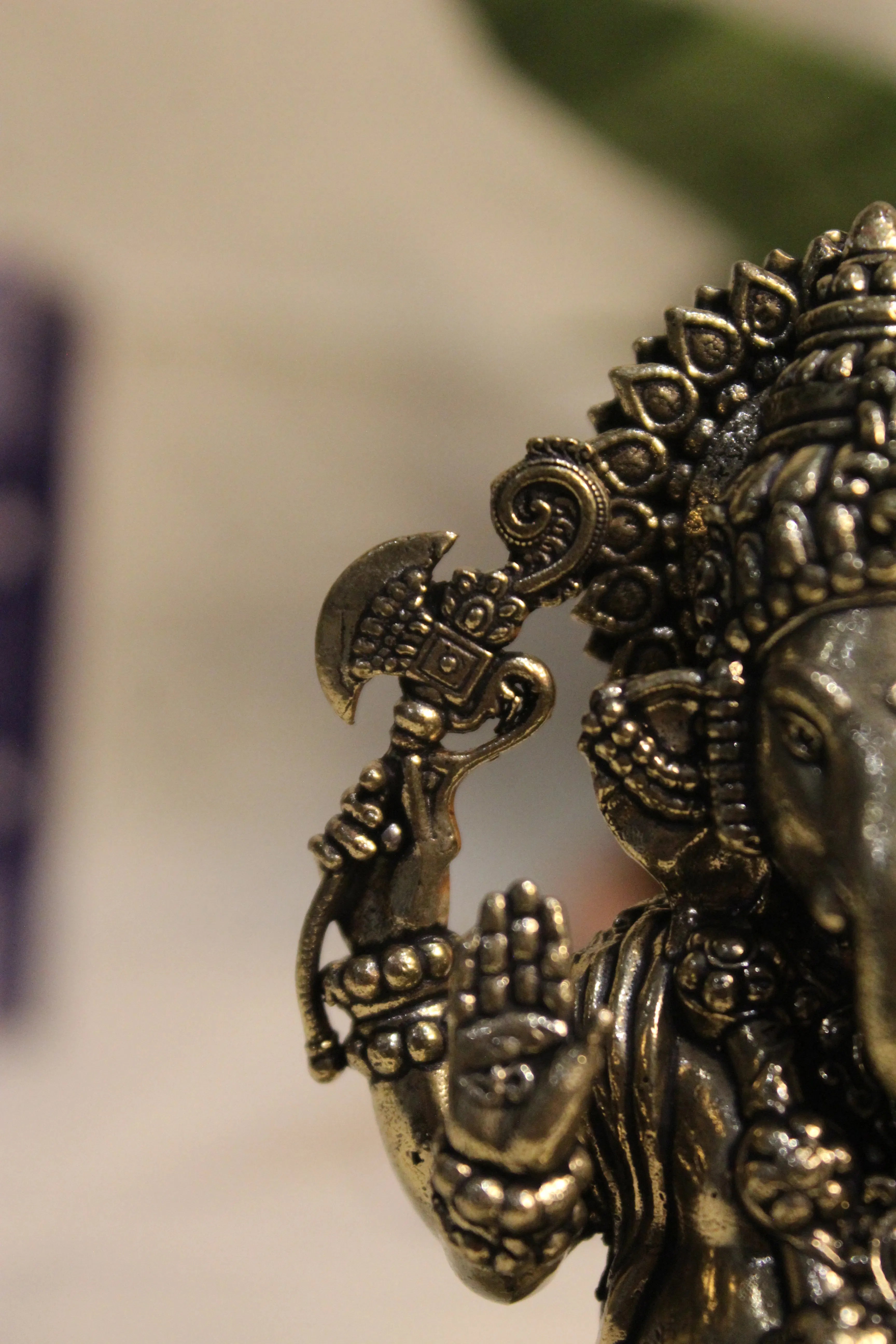 Laxmi Ganesha idol Seated on Lotus - 4"