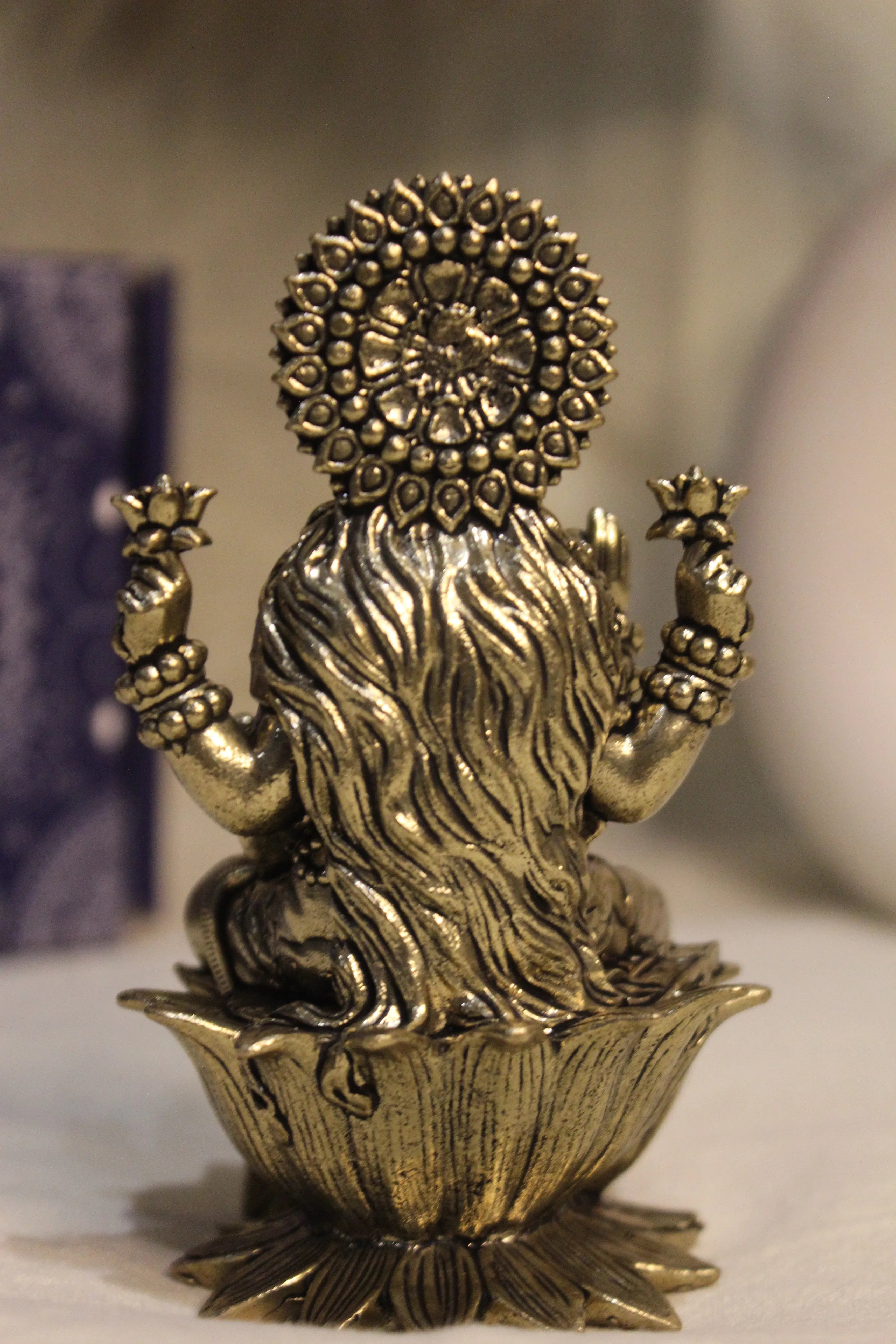 Laxmi Ganesha idol Seated on Lotus - 4"