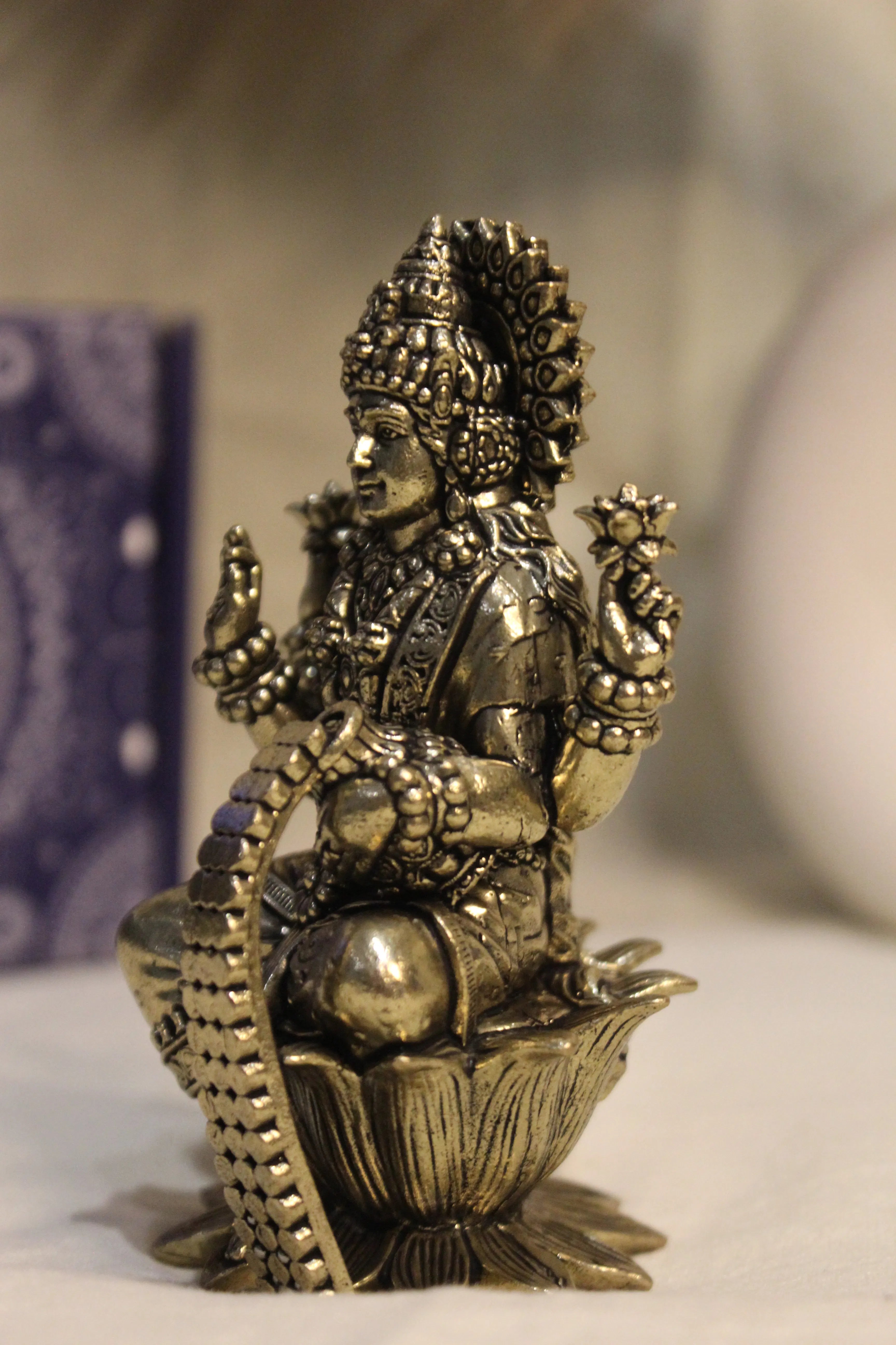 Laxmi Ganesha idol Seated on Lotus - 4"