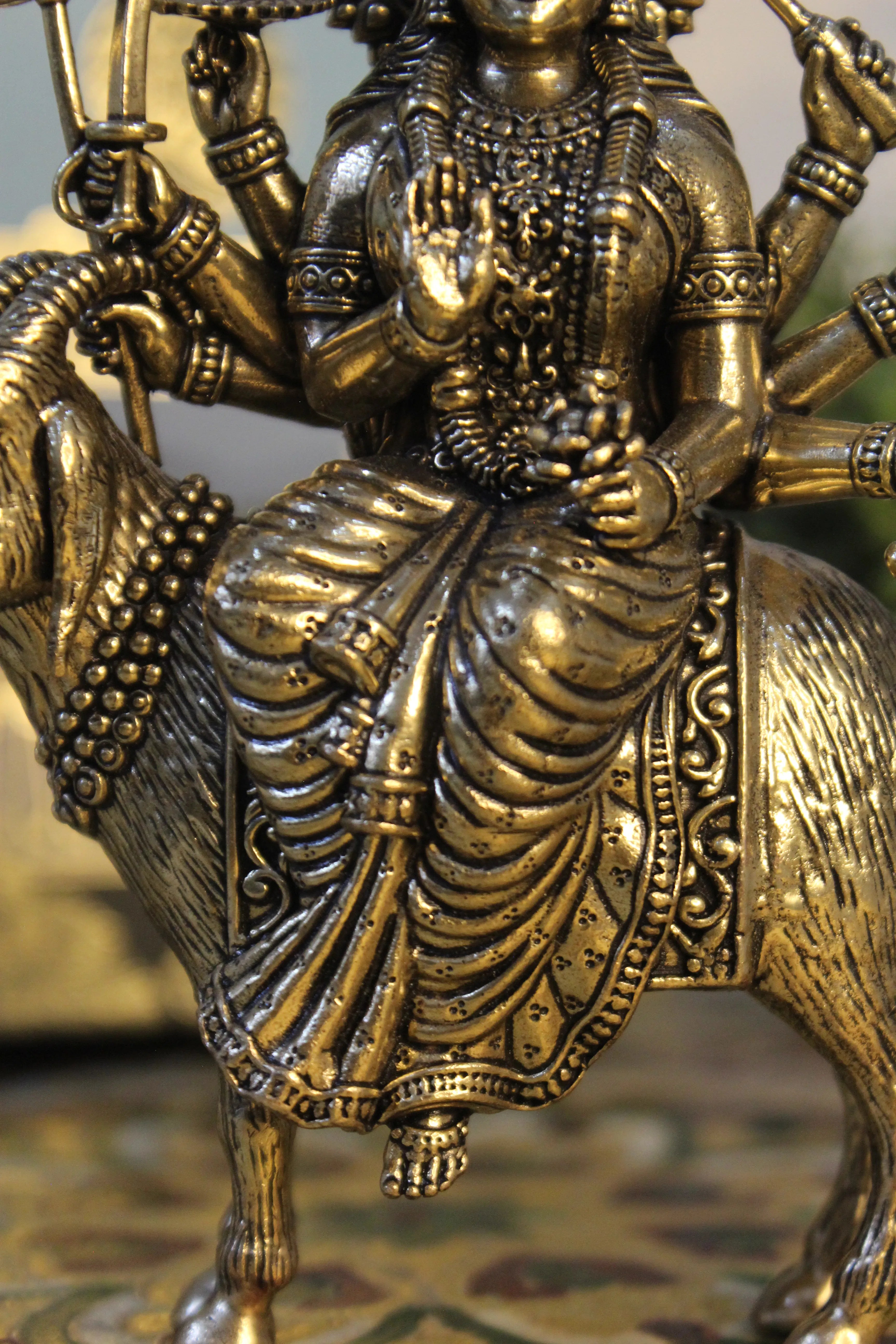 Handcrafted Brass Meldi Mata Body Detail