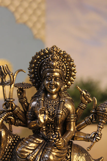 Handcrafted Brass Meldi Mata Face Detail