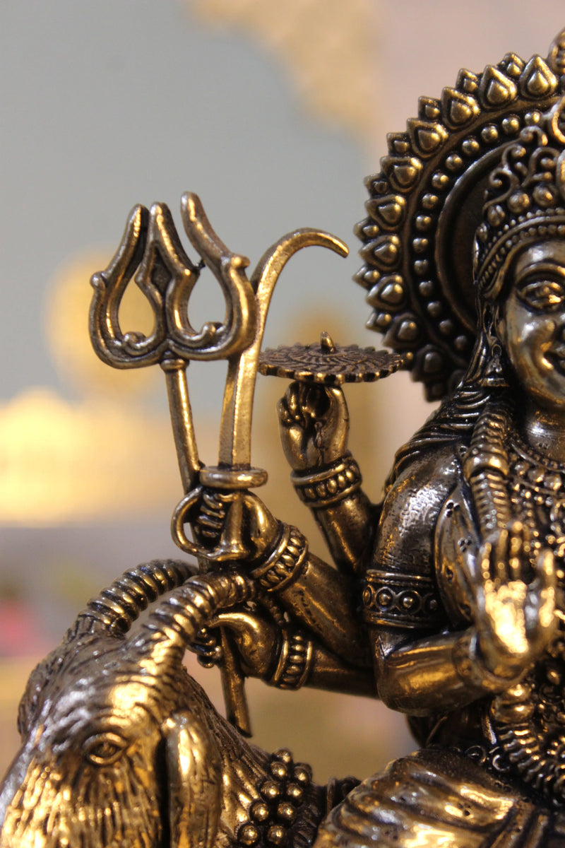 Handcrafted Brass Meldi Mata Hands Detail