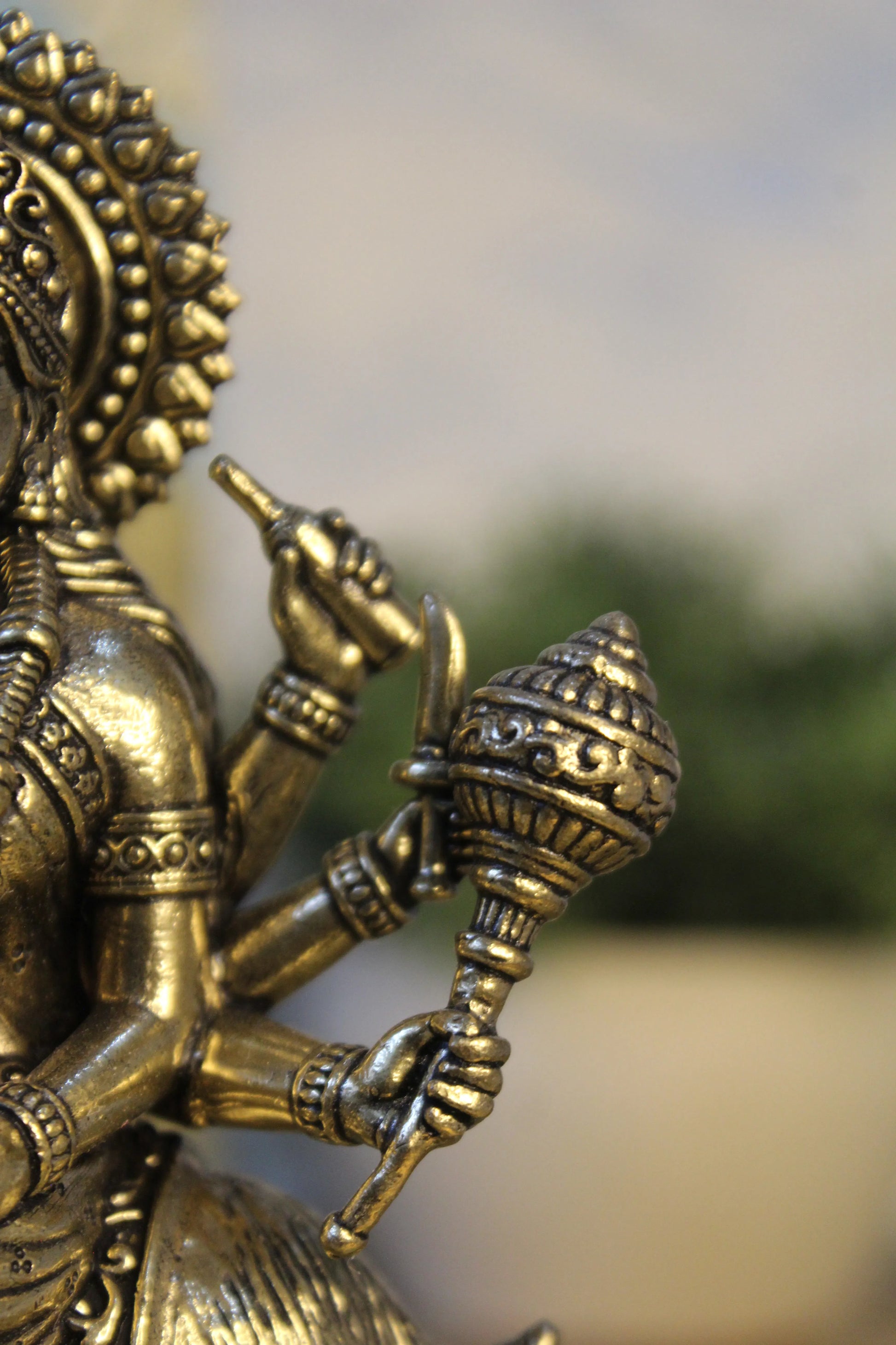 Handcrafted Brass Meldi Mata Hands Detail