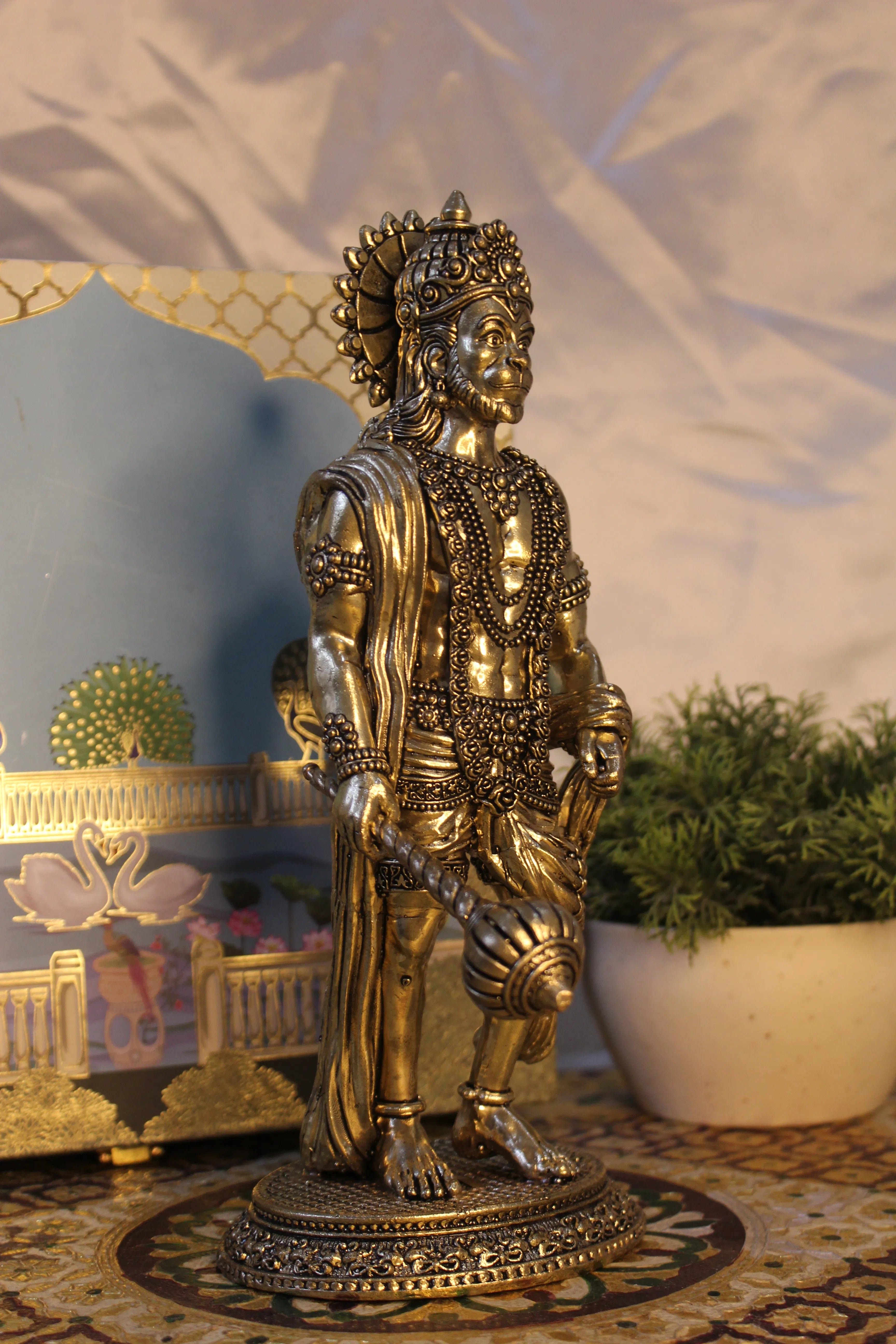 Handcrafted Brass Standing Hanuman with Gada