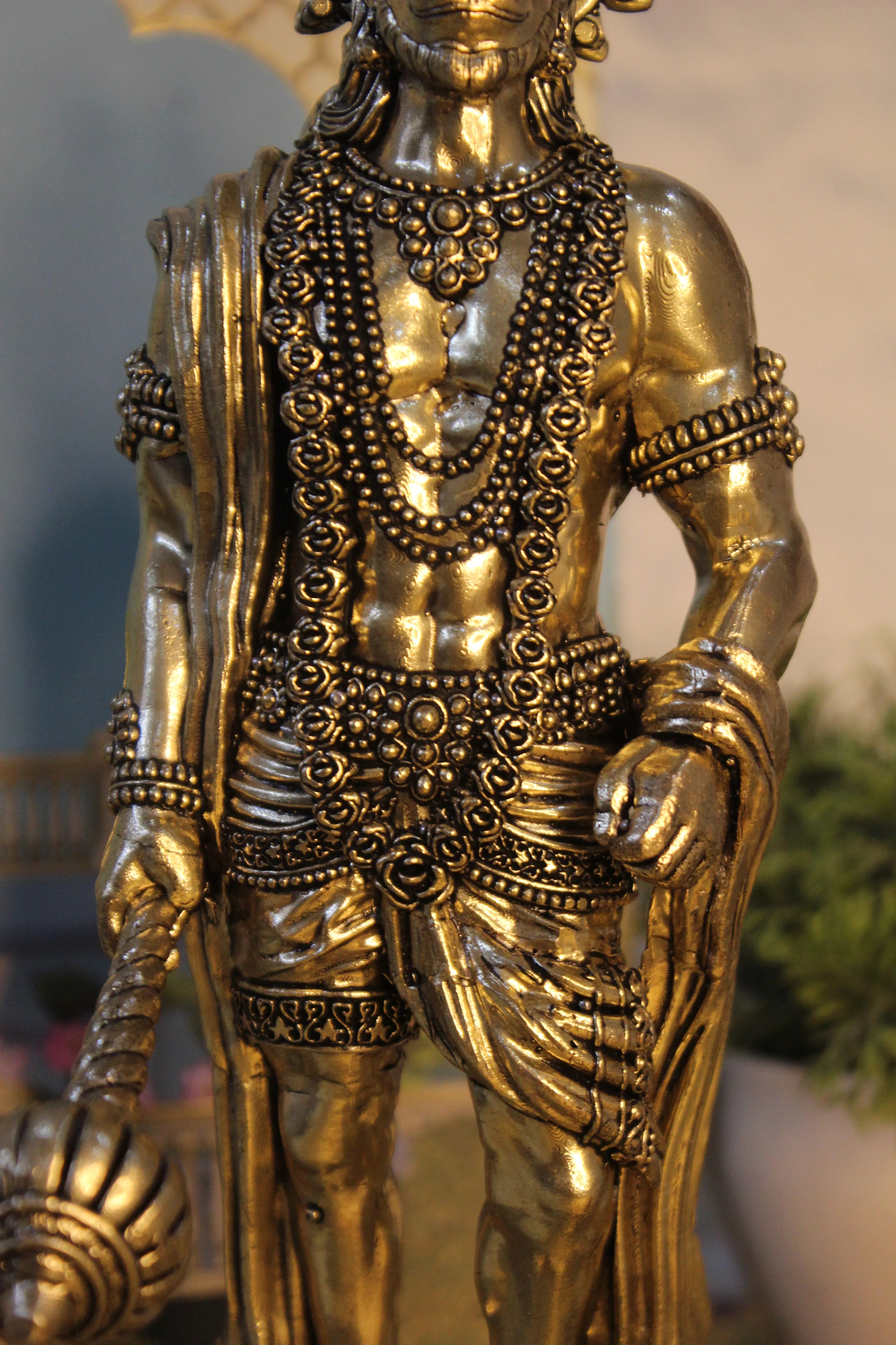 Handcrafted Brass Standing Hanuman with Gada