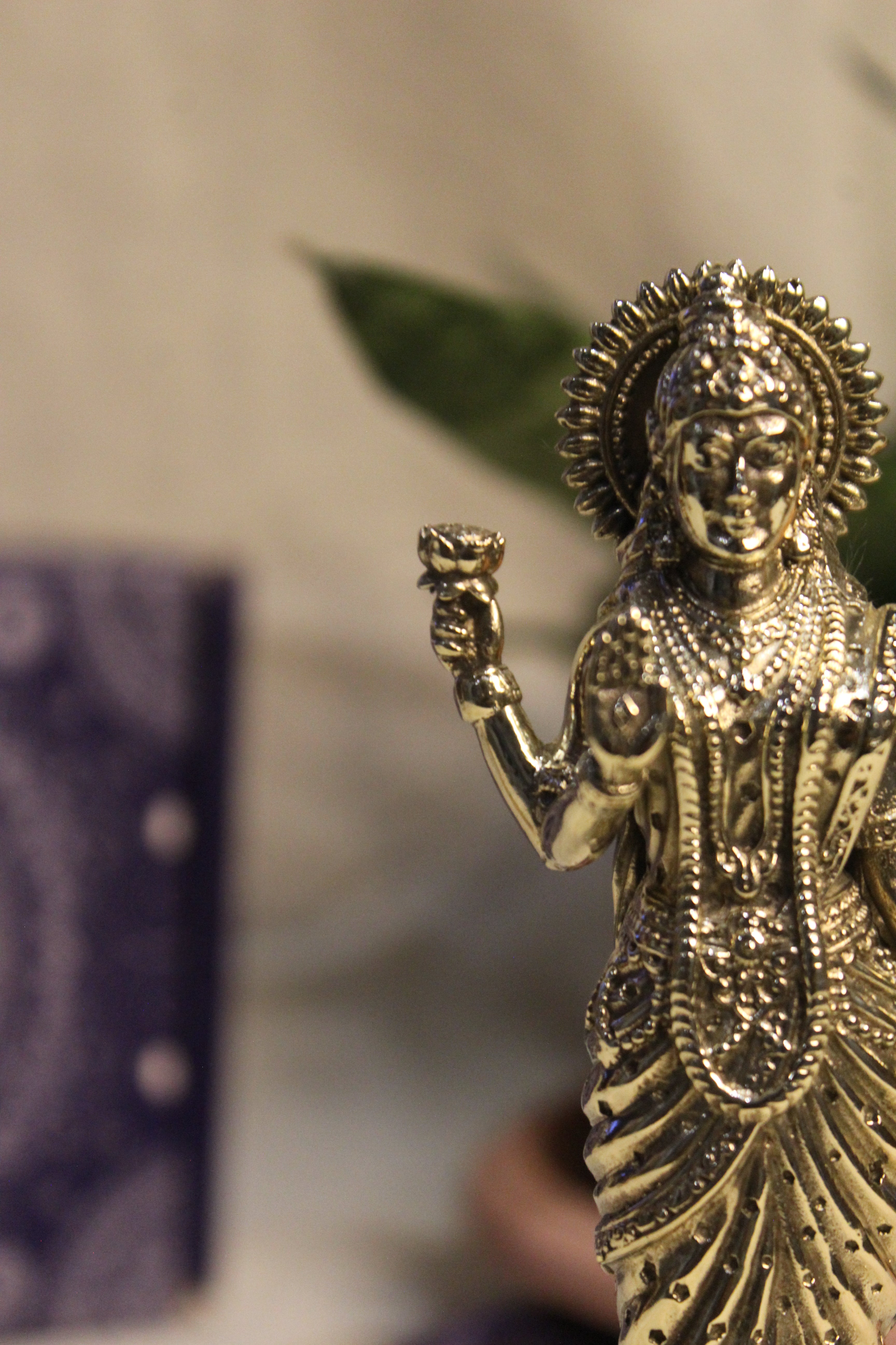 Goddess Laxmi Standing Murti In Brass - 5"