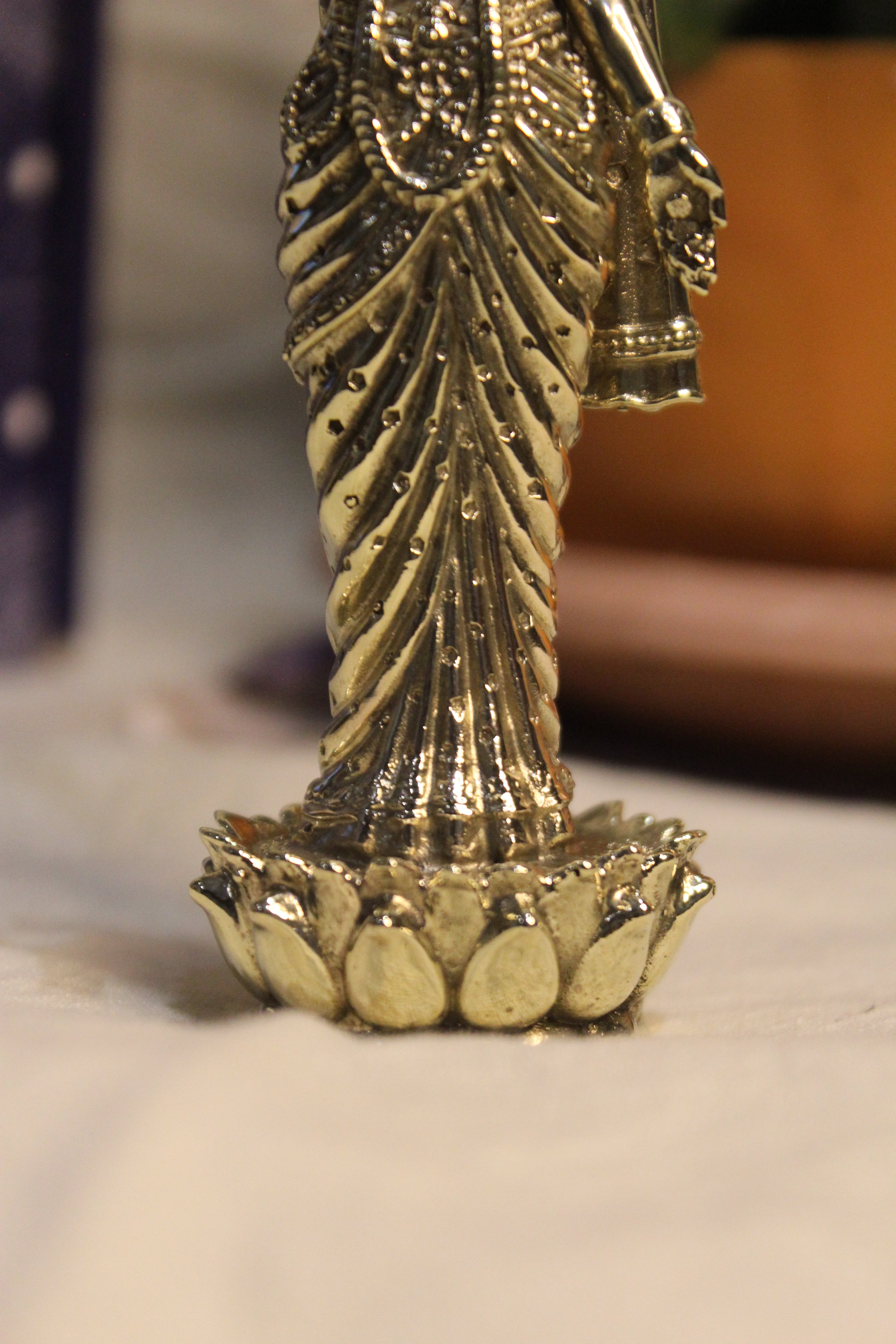 Goddess Laxmi Standing Murti In Brass - 5"