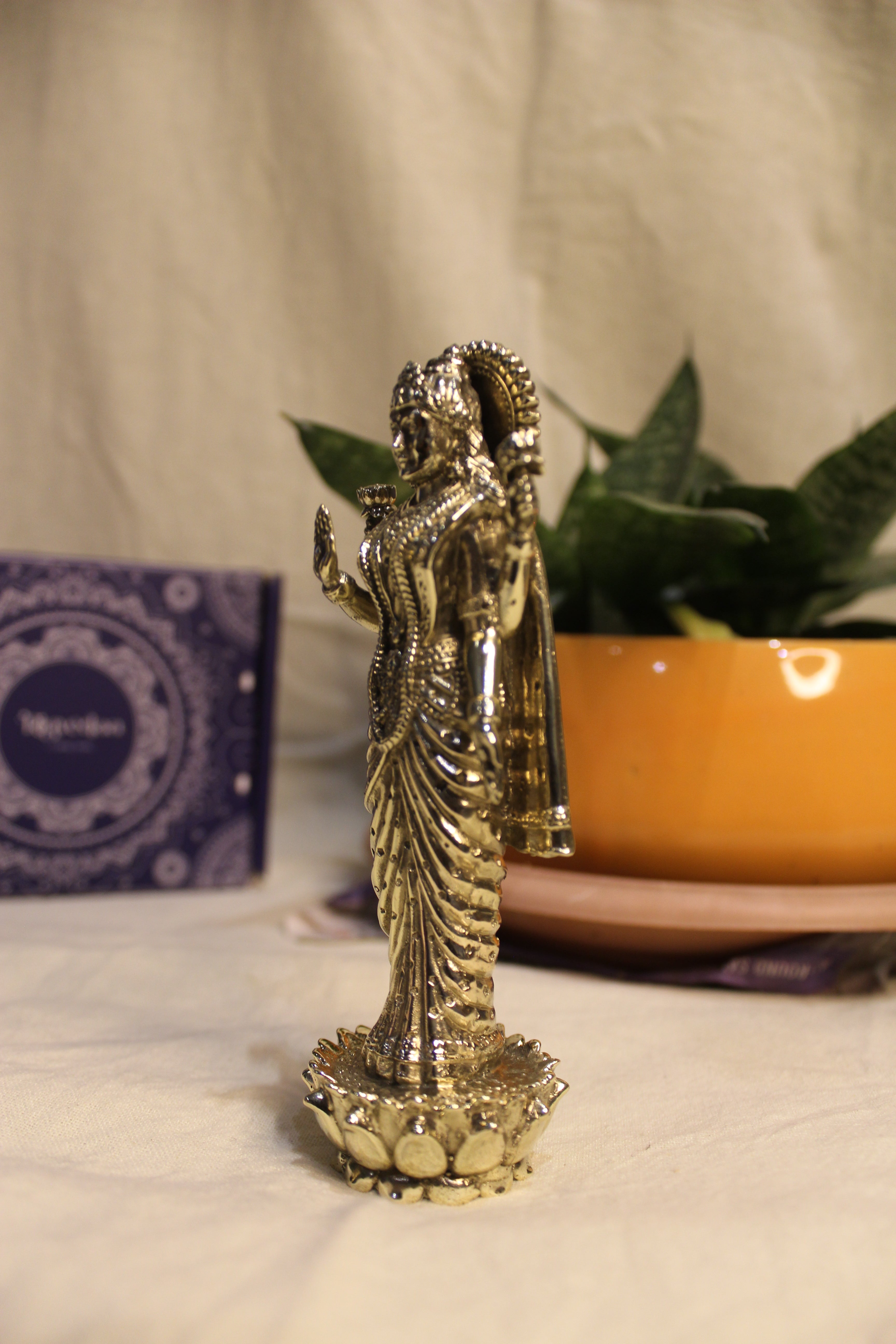 Goddess Laxmi Standing Murti In Brass - 5"