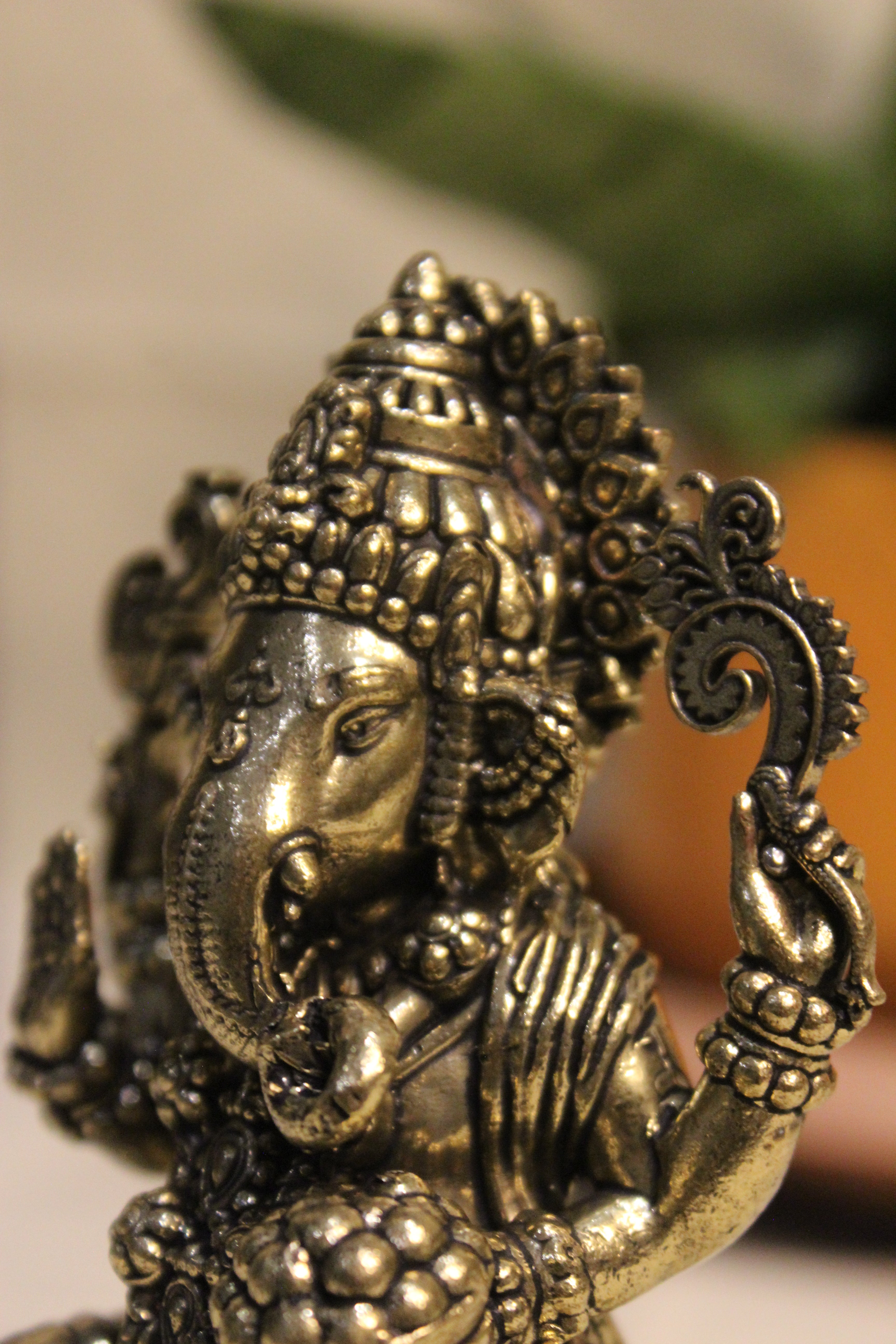 Brass Lord Ganesha Idol Seated on Lotus – 4 Inch | Divine Sculpture for Wisdom & Prosperity