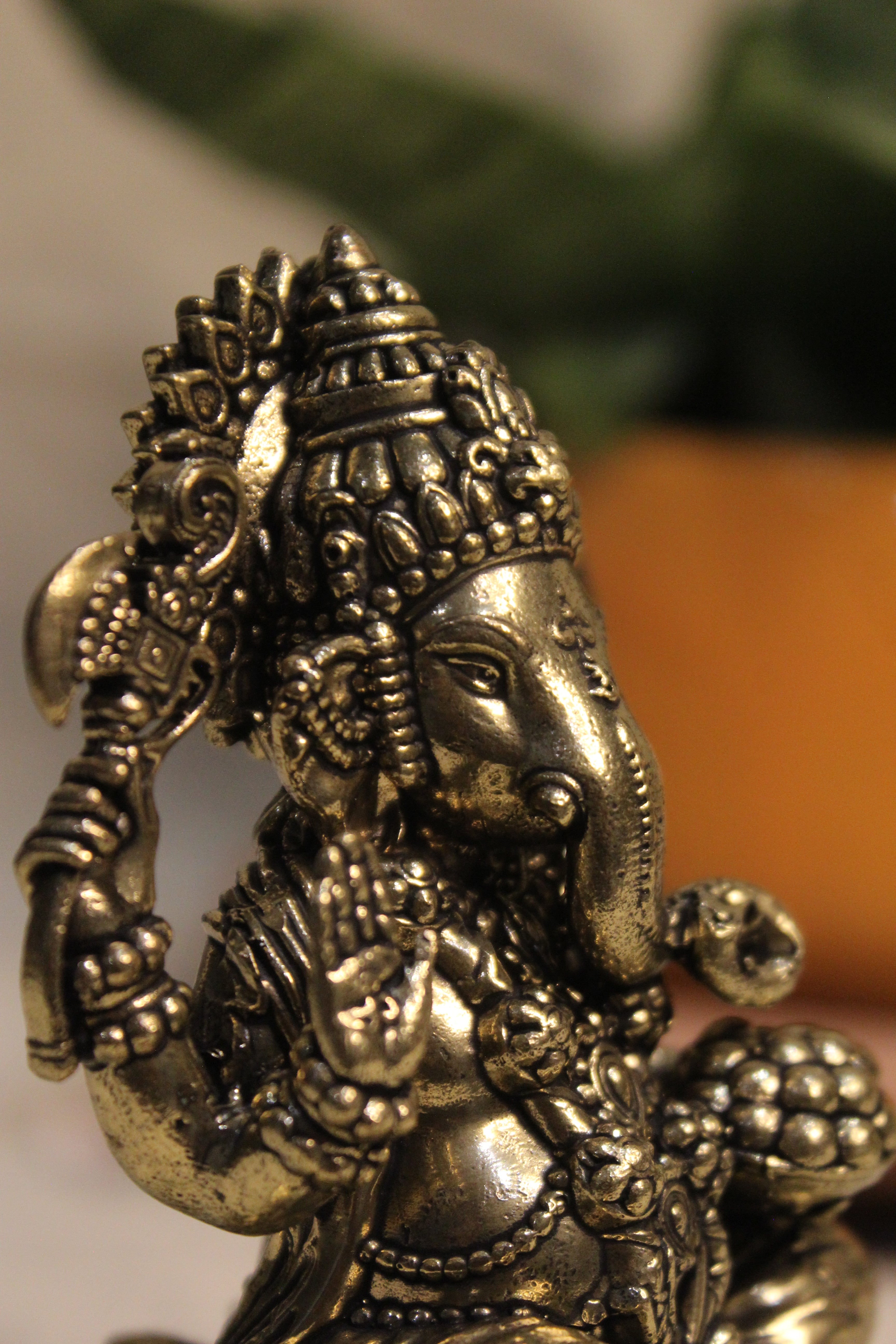 Brass Lord Ganesha Idol Seated on Lotus – 4 Inch | Divine Sculpture for Wisdom & Prosperity