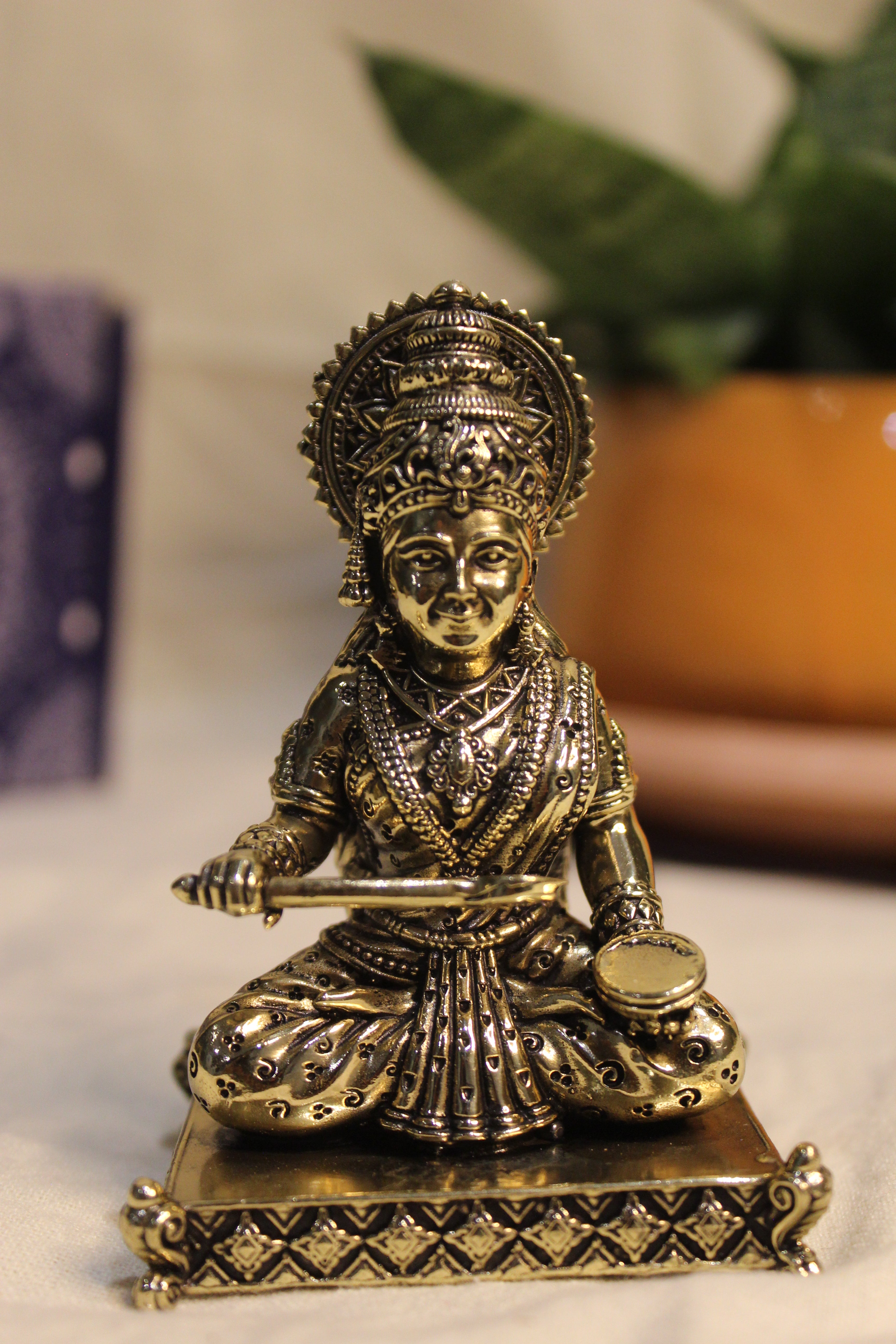 Brass Goddess Annapurna/Parvati Idol Seated in Dhyana Mudra – 3.5 Inch | Nourishing Divine Sculpture