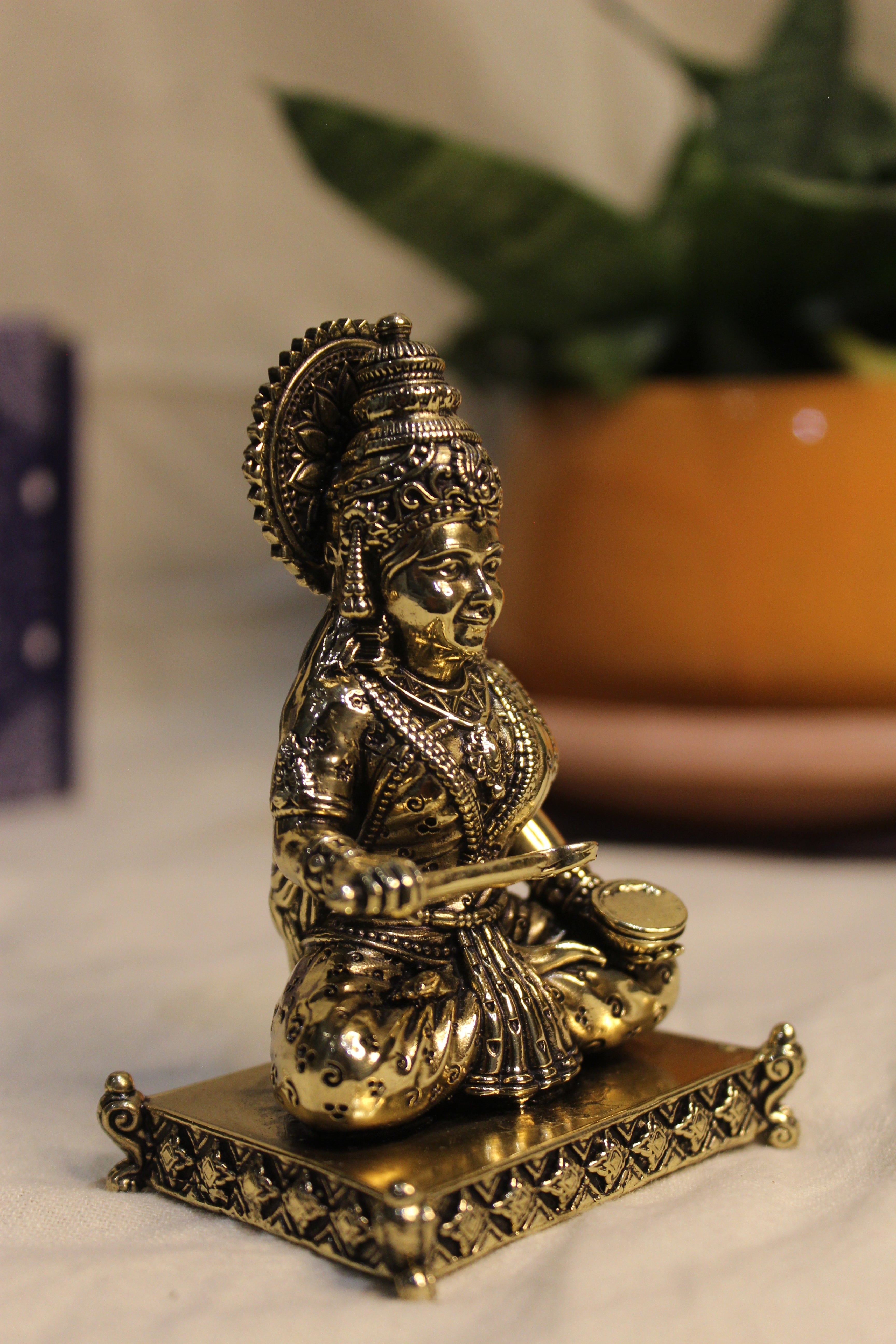 Brass Goddess Annapurna/Parvati Idol Seated in Dhyana Mudra – 3.5 Inch | Nourishing Divine Sculpture