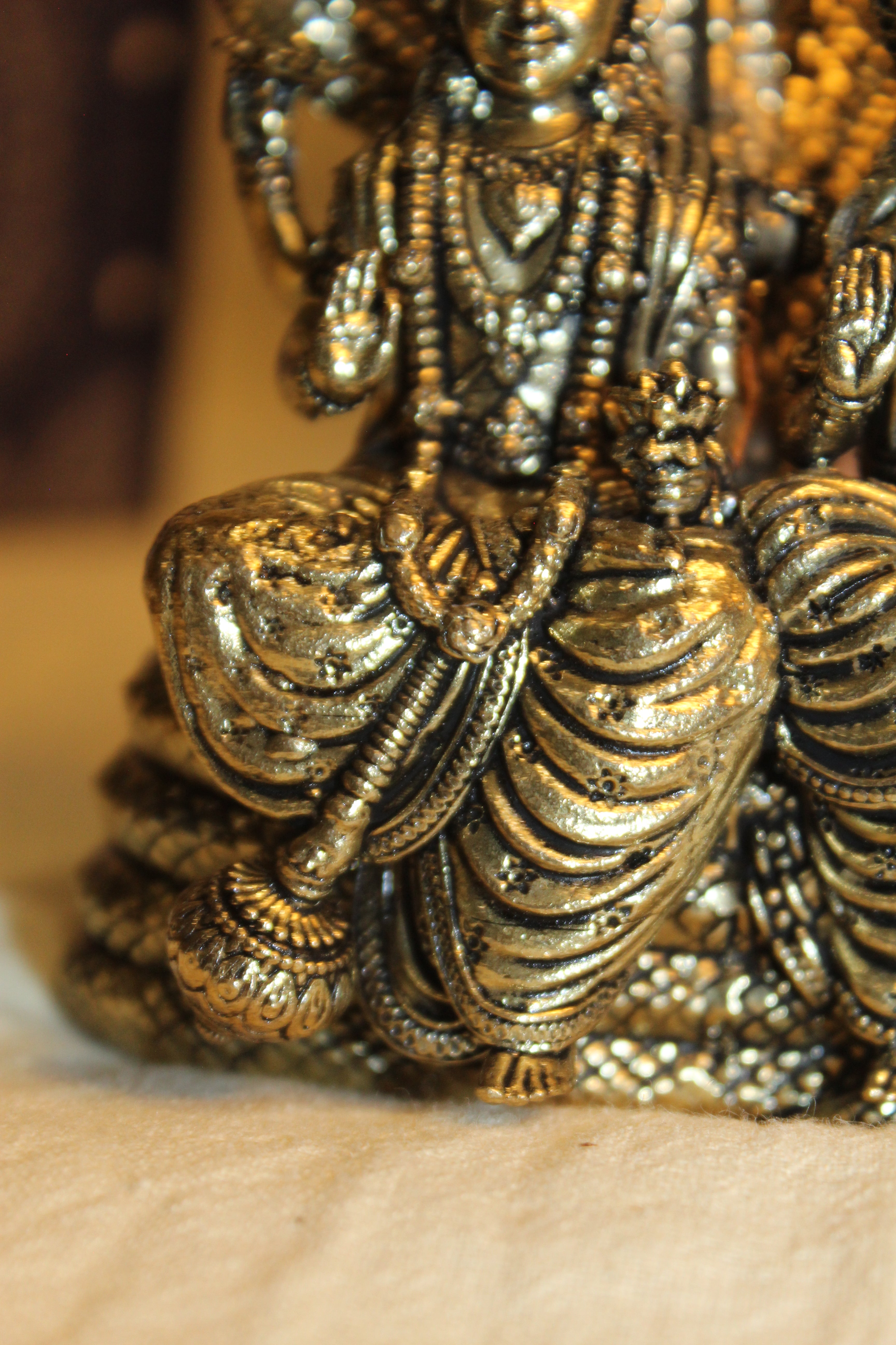 Vishnu Lakshmi on Sheshanag Throne | Divine Brass Idol of Cosmic Harmony & Prosperity