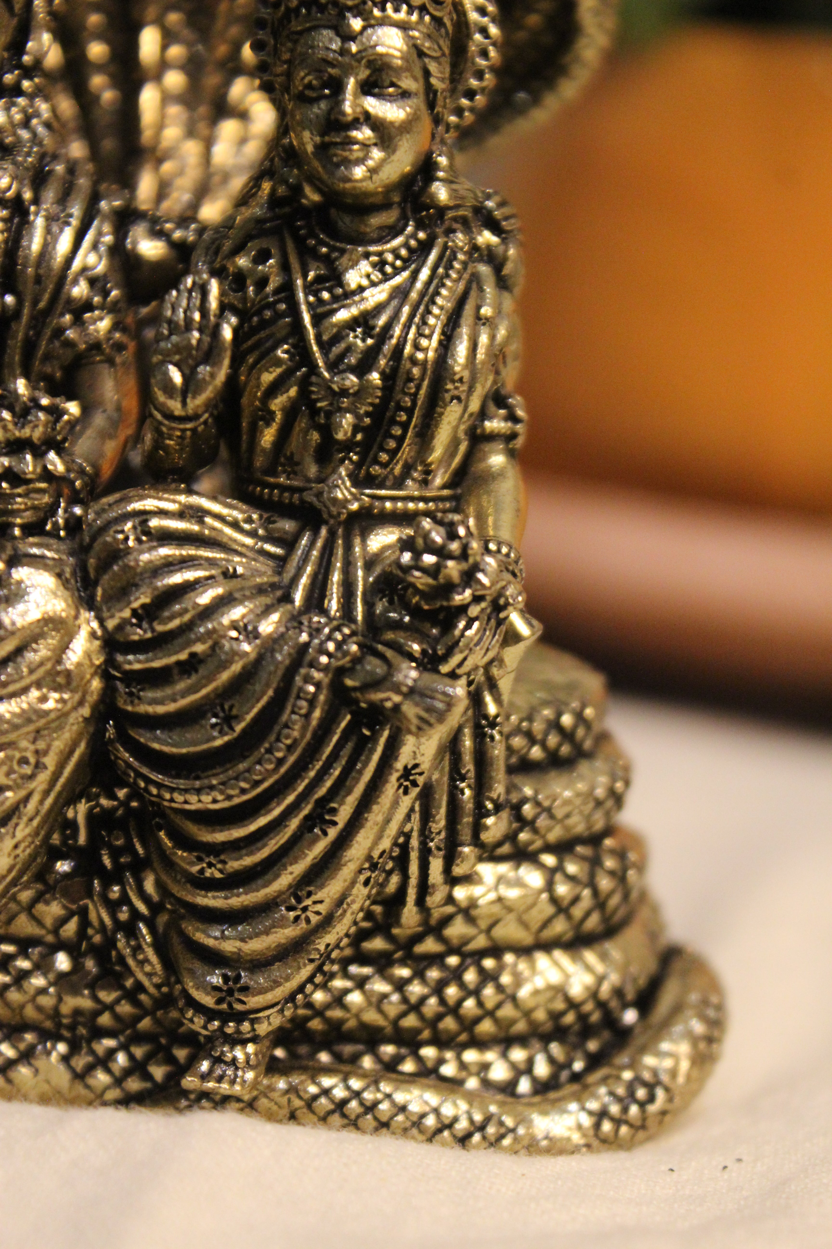 Vishnu Lakshmi on Sheshanag Throne | Divine Brass Idol of Cosmic Harmony & Prosperity