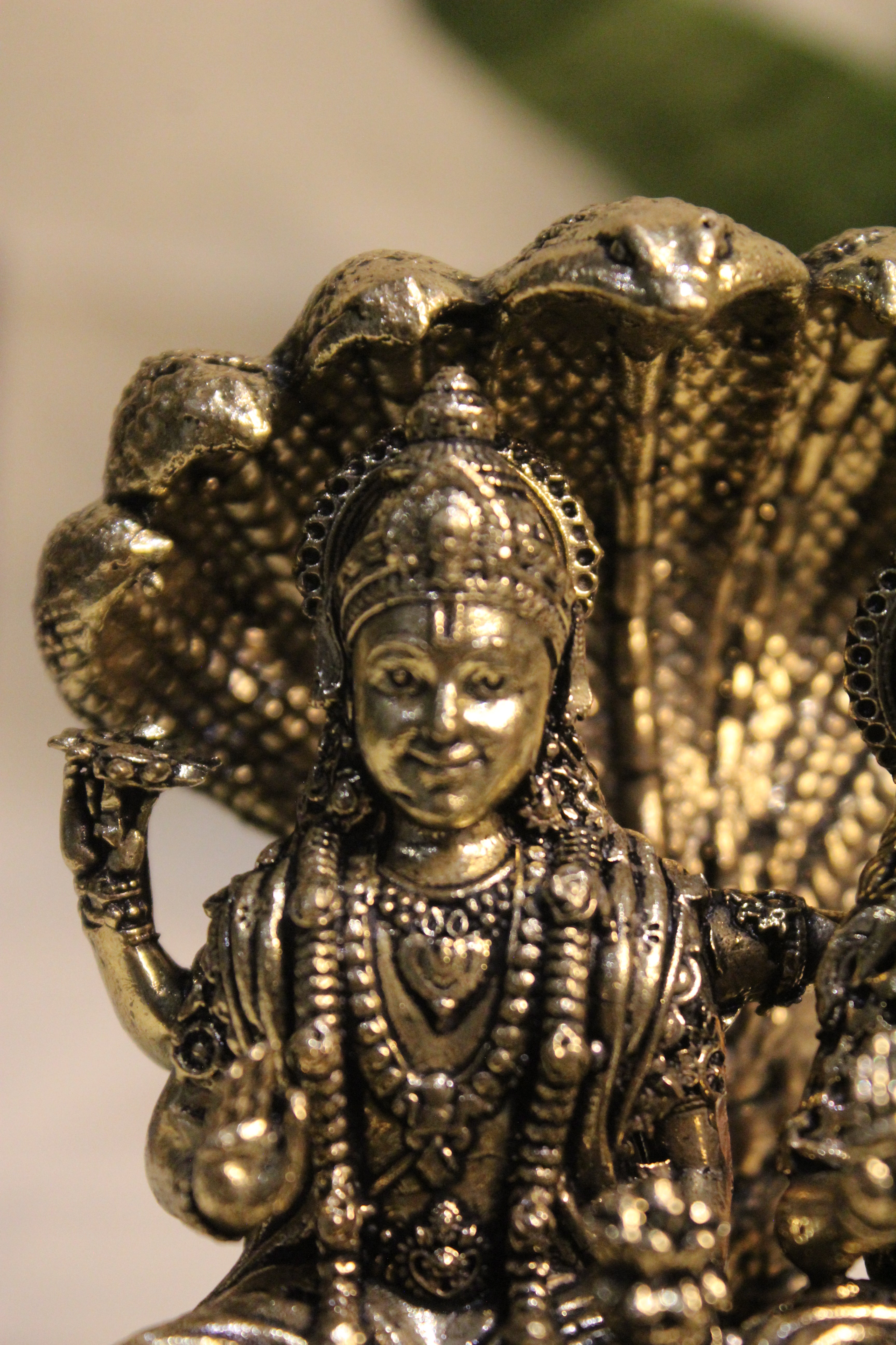 Vishnu Lakshmi on Sheshanag Throne | Divine Brass Idol of Cosmic Harmony & Prosperity