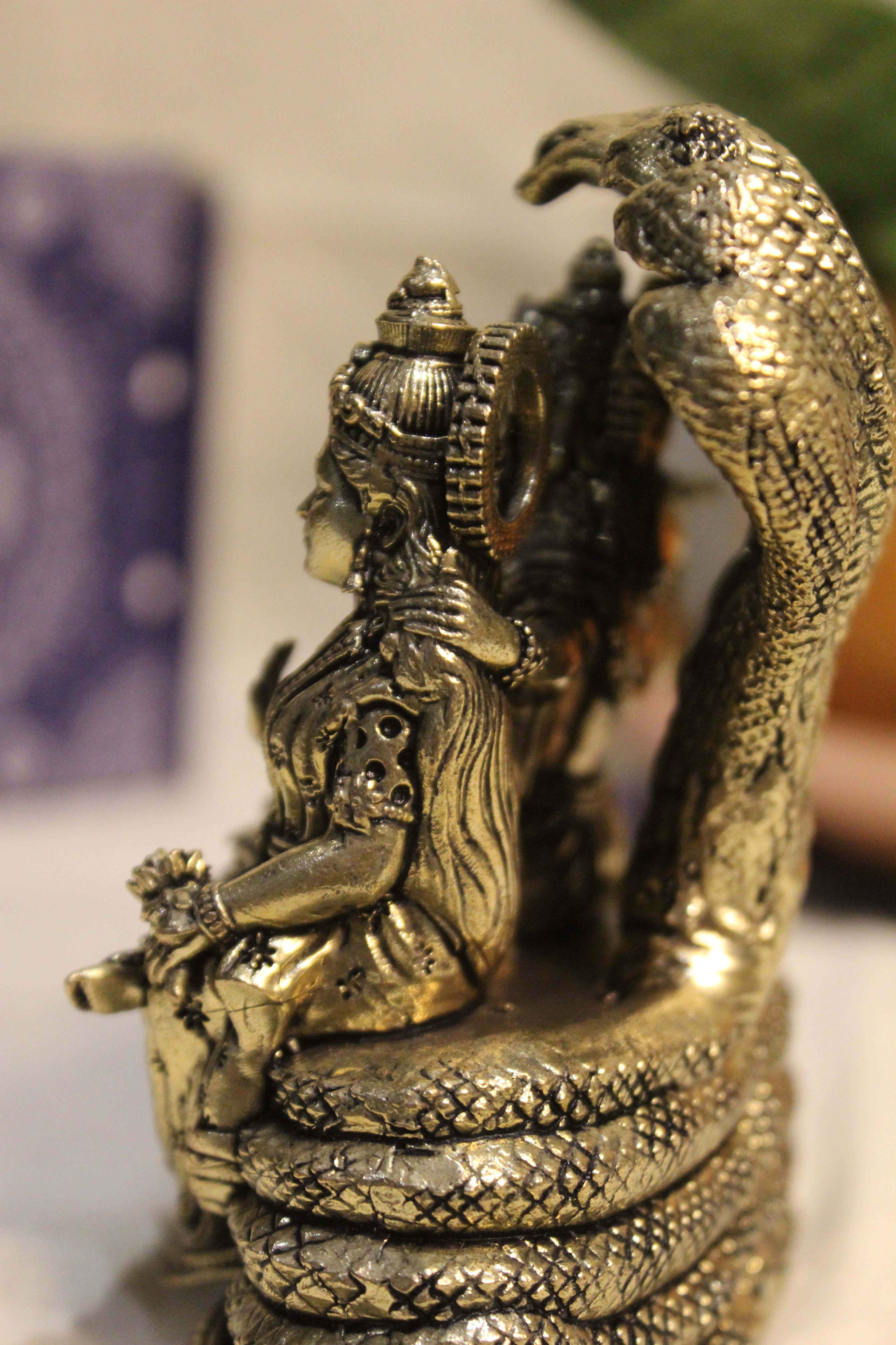 Vishnu Lakshmi on Sheshanag Throne | Divine Brass Idol of Cosmic Harmony & Prosperity