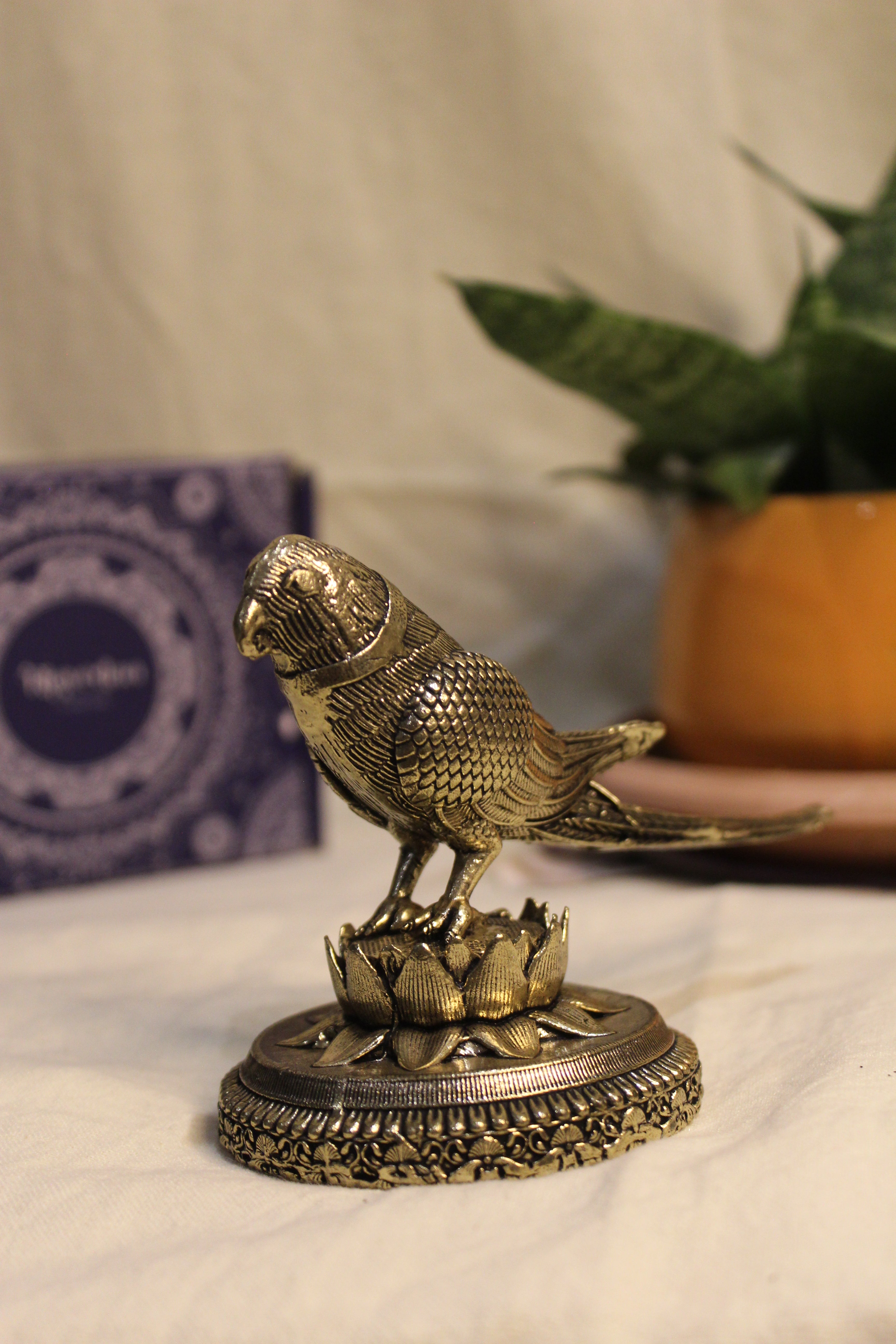 Exquisitely Carved Brass Parrot Figurine - 3 Inch