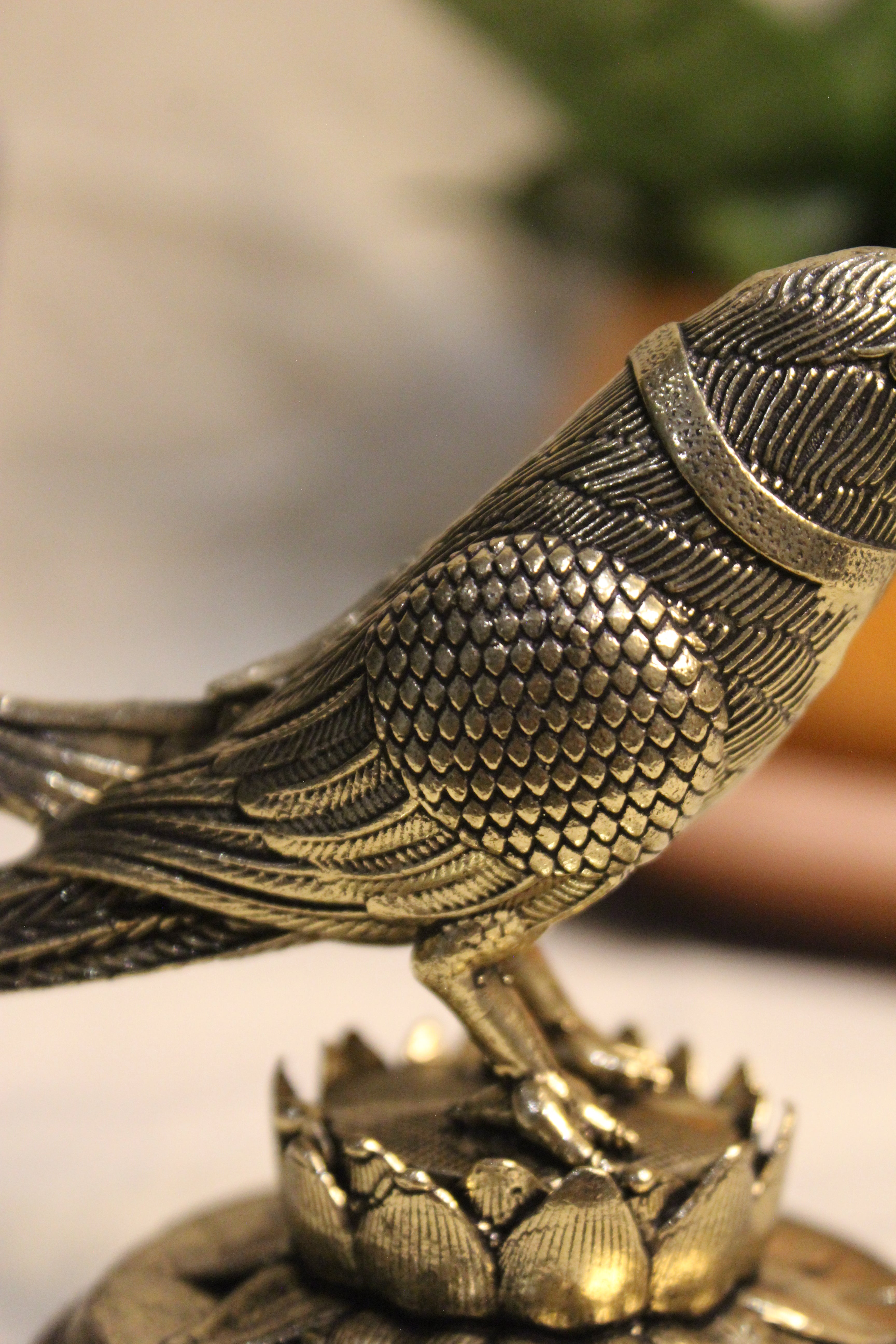 Exquisitely Carved Brass Parrot Figurine - 3 Inch